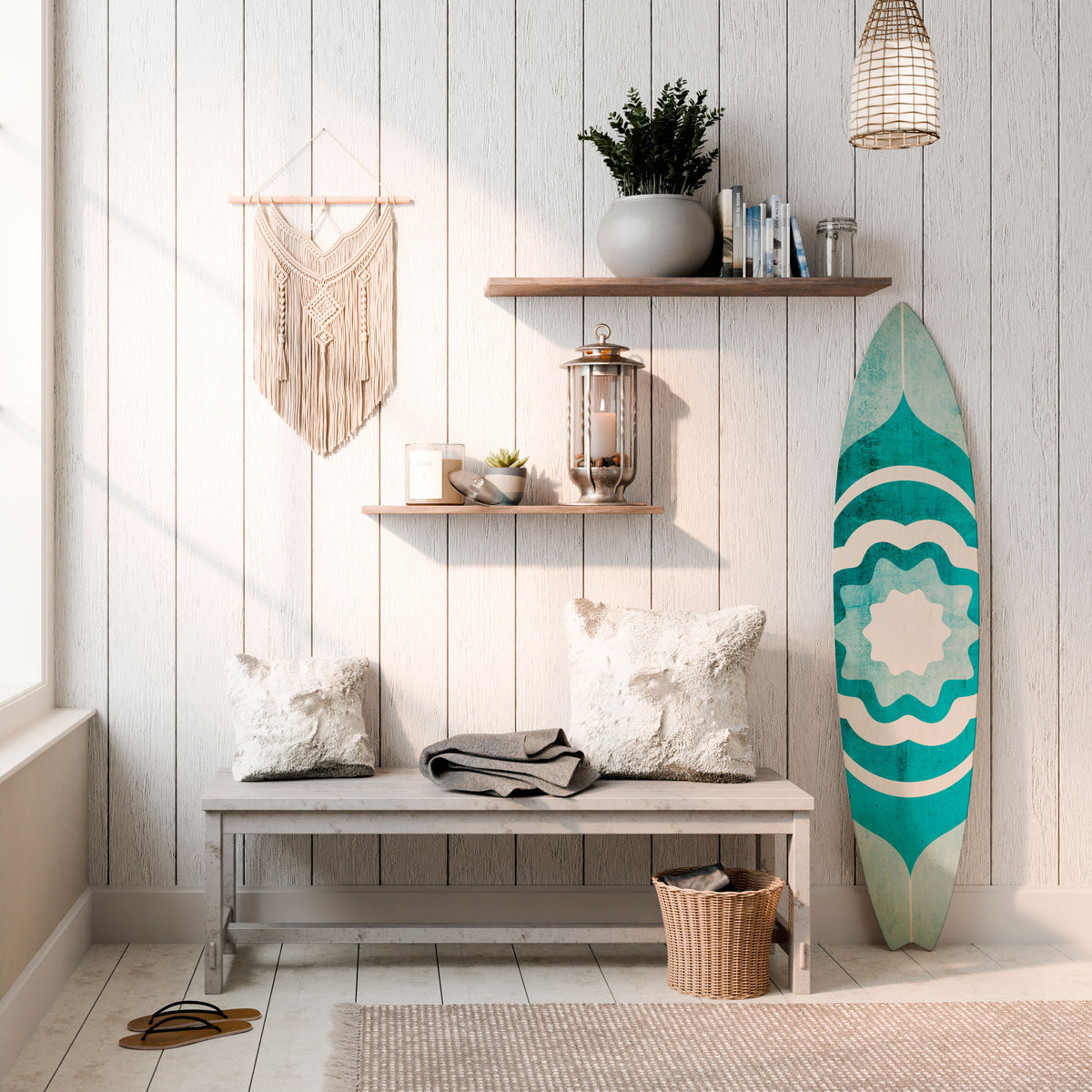 BARBADOS BLUE Painel Decorativo Prancha de Surf
