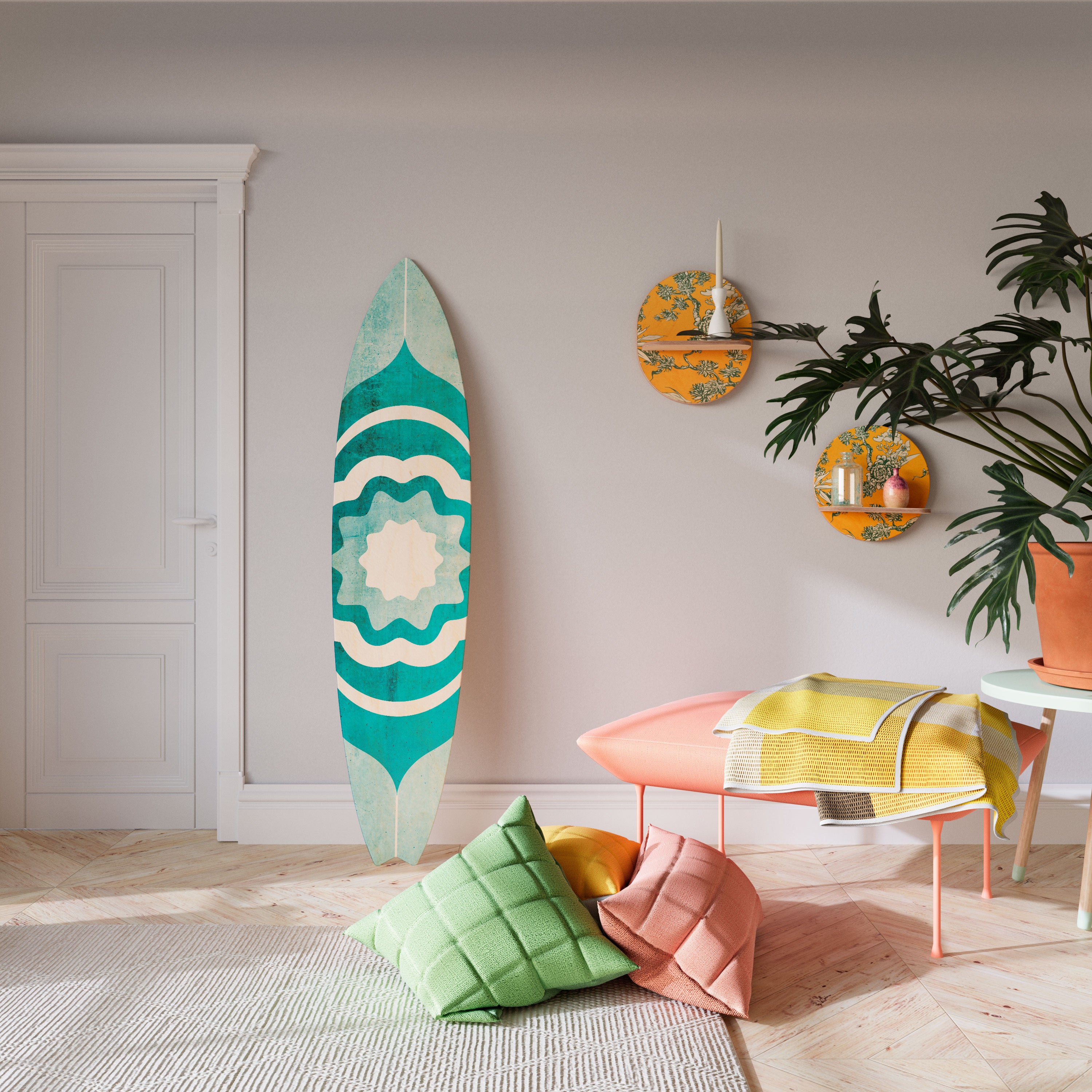 BARBADOS BLUE Decorative Plywood Surfboard