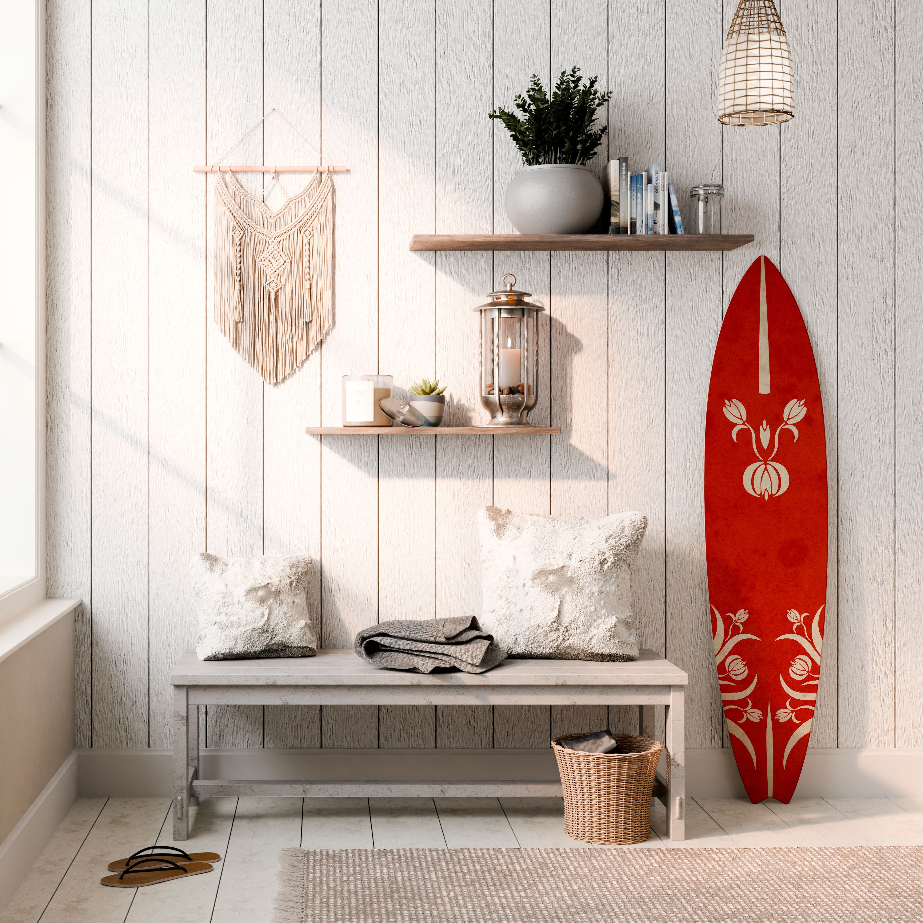 FLOWERY ORNATE Prancha de surf decorativa em contraplacado