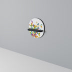 PIXEL BLOSSOM Oval Art Shelf In Black Finish