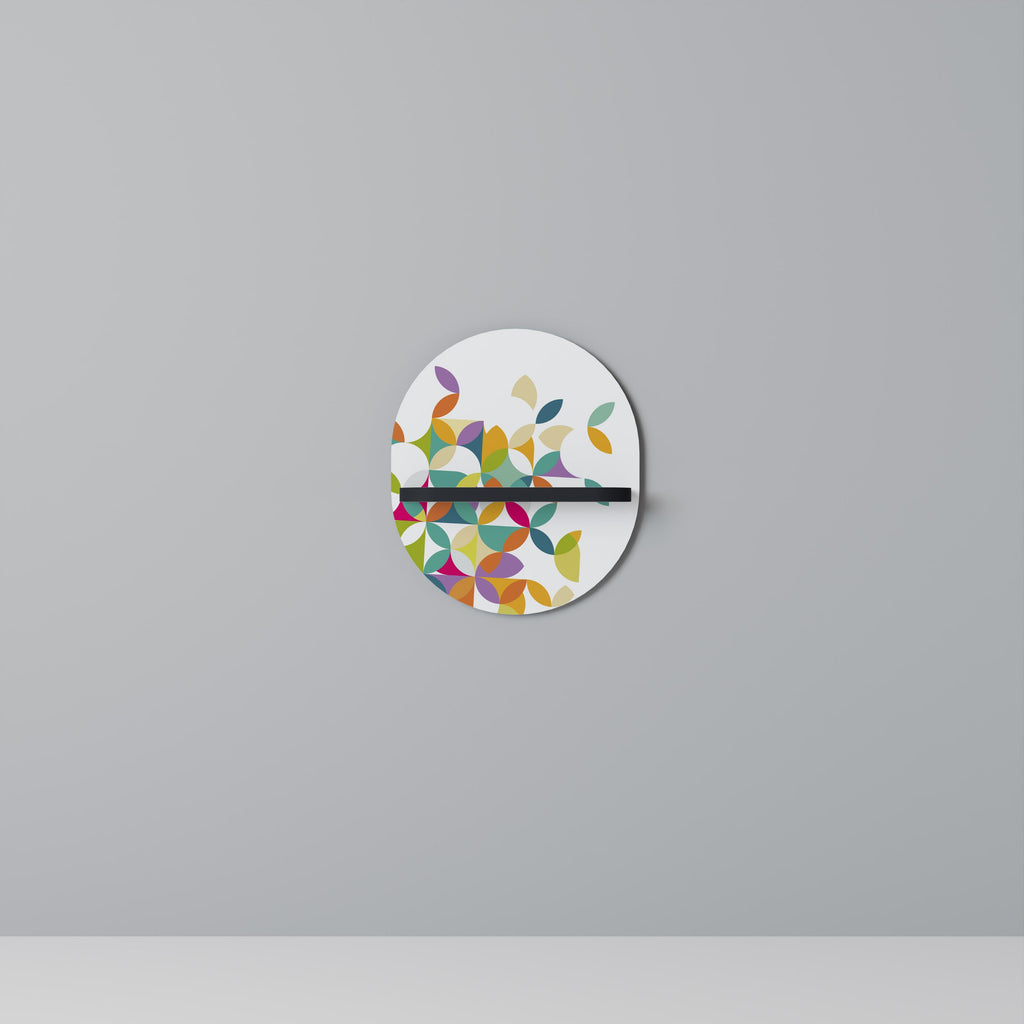 PIXEL BLOSSOM Oval Art Shelf In Black Finish