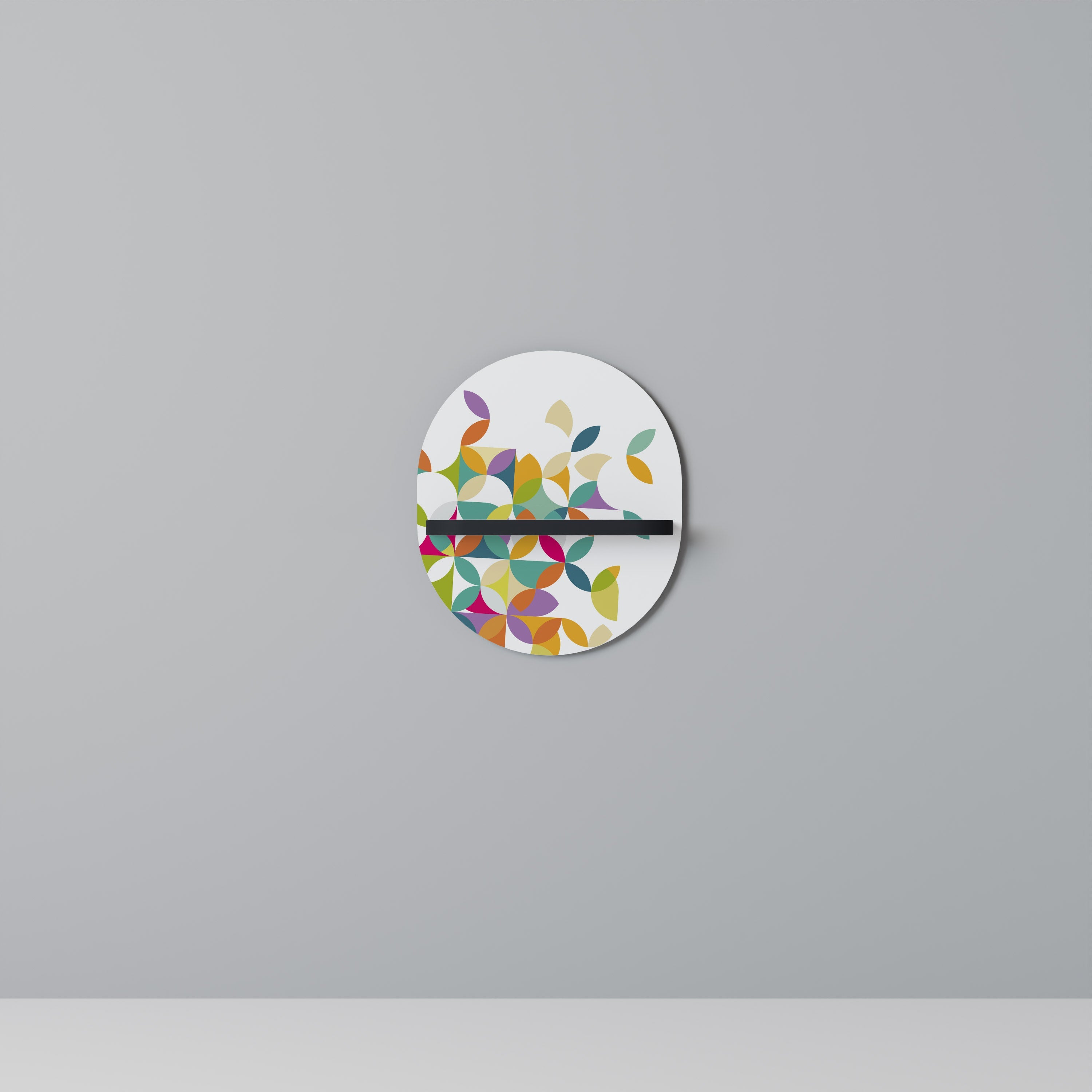 PIXEL BLOSSOM Prateleira Oval Decorativa em Acabamento Preto