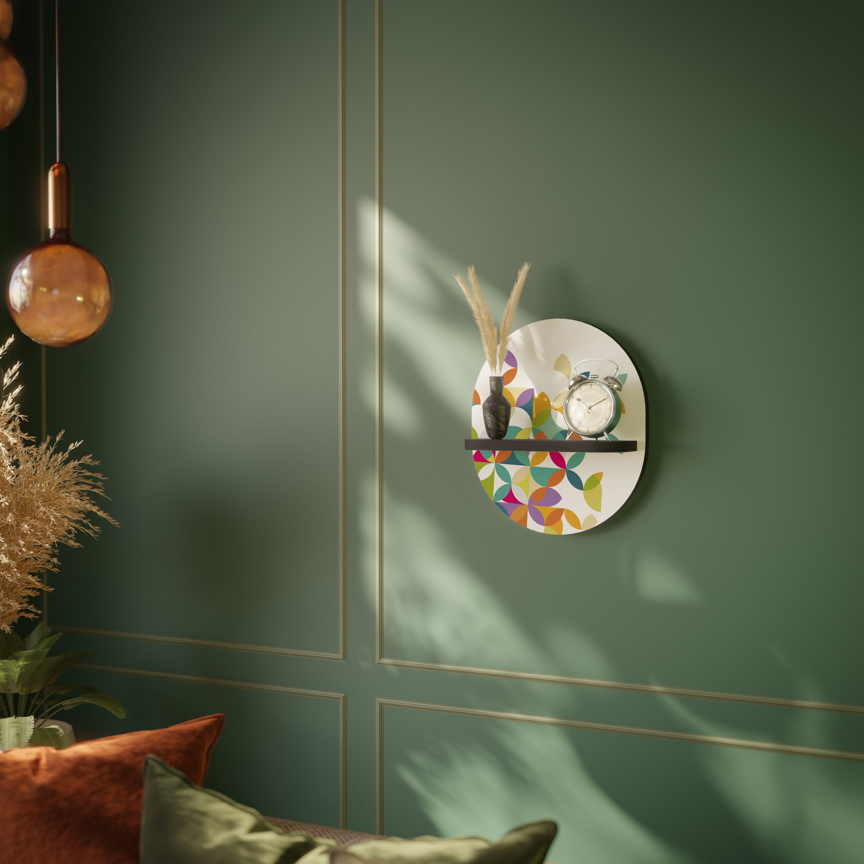 PIXEL BLOSSOM Prateleira Oval Decorativa em Acabamento Preto