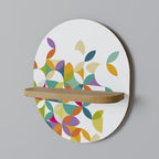 PIXEL BLOSSOM Prateleira Oval Decorativa em Efeito Carvalho