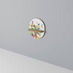 PIXEL BLOSSOM Prateleira Oval Decorativa em Efeito Carvalho