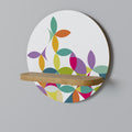 PIXEL BLOSSOM Round Art Shelf In Oak Effect