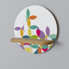 PIXEL BLOSSOM Round Art Shelf In Oak Effect
