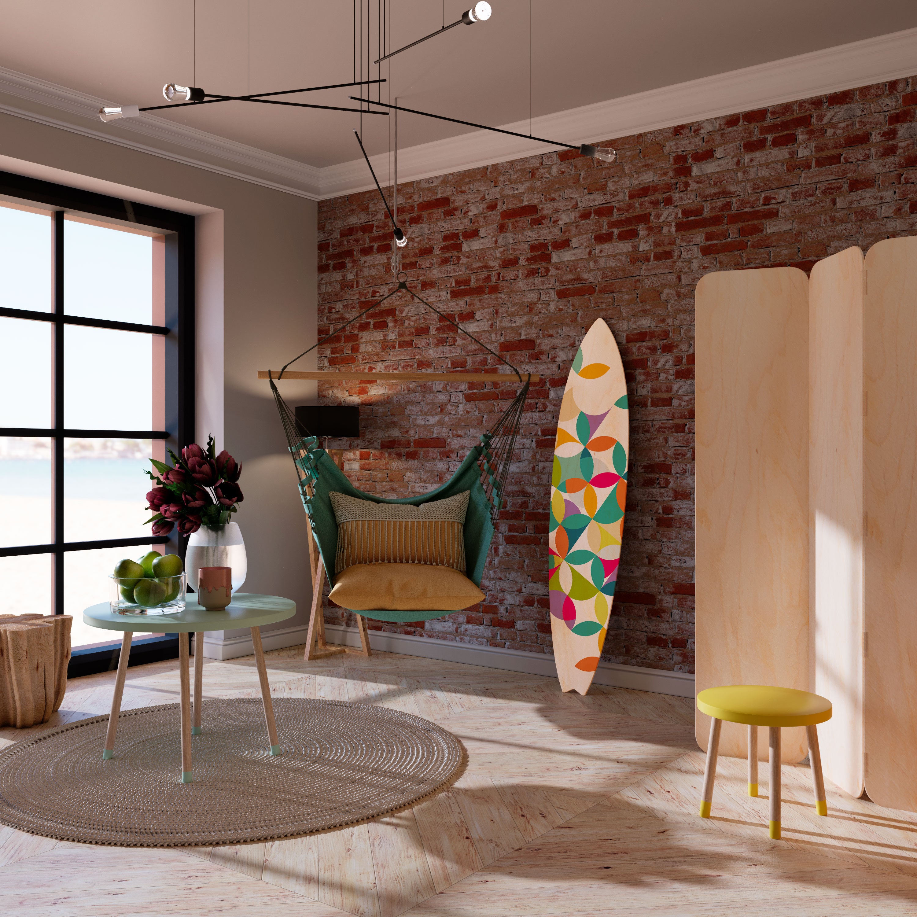 PIXEL BLOSSOM Decorative Plywood Surfboard