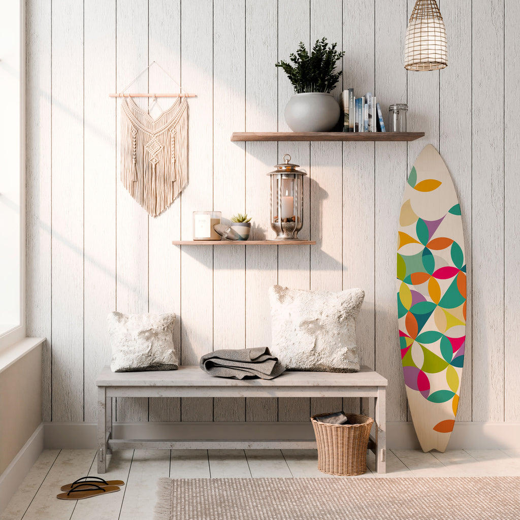 PIXEL BLOSSOM Decorative Plywood Surfboard
