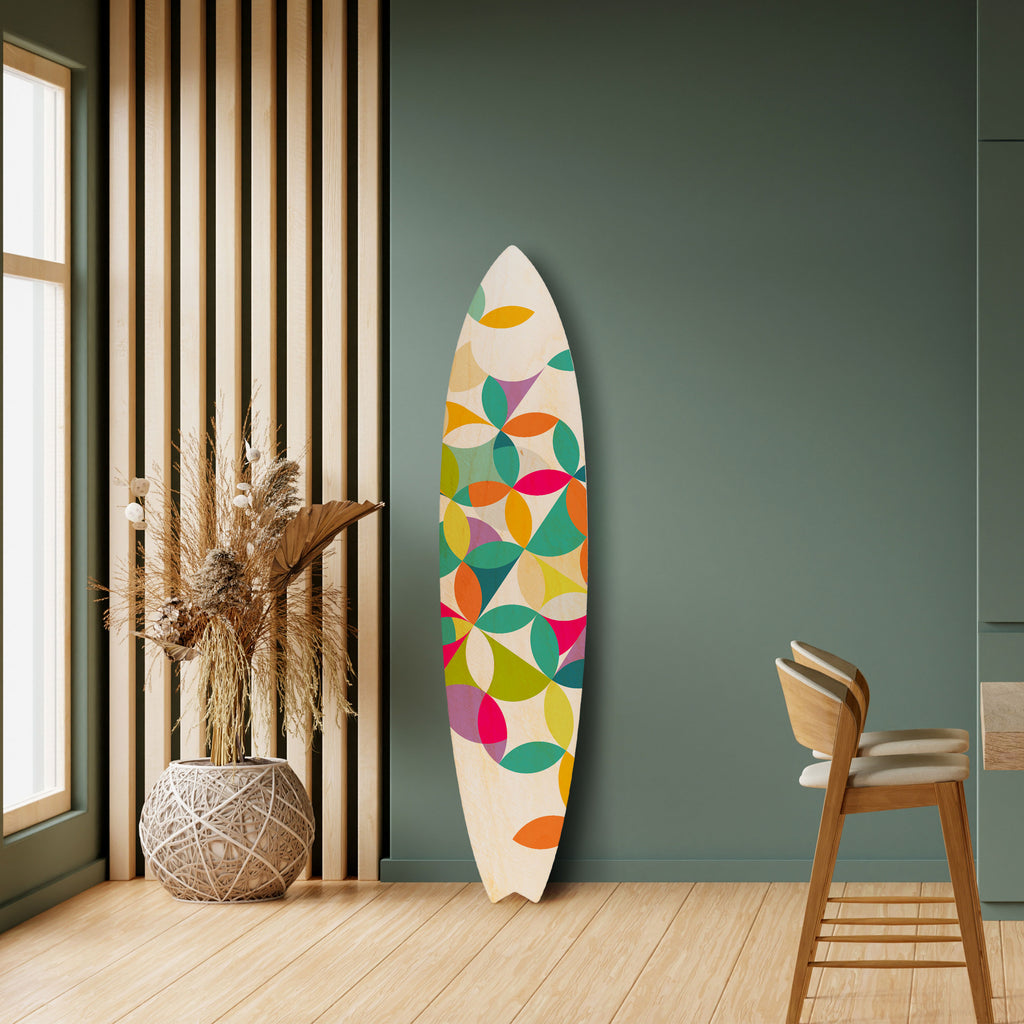 PIXEL BLOSSOM Decorative Plywood Surfboard