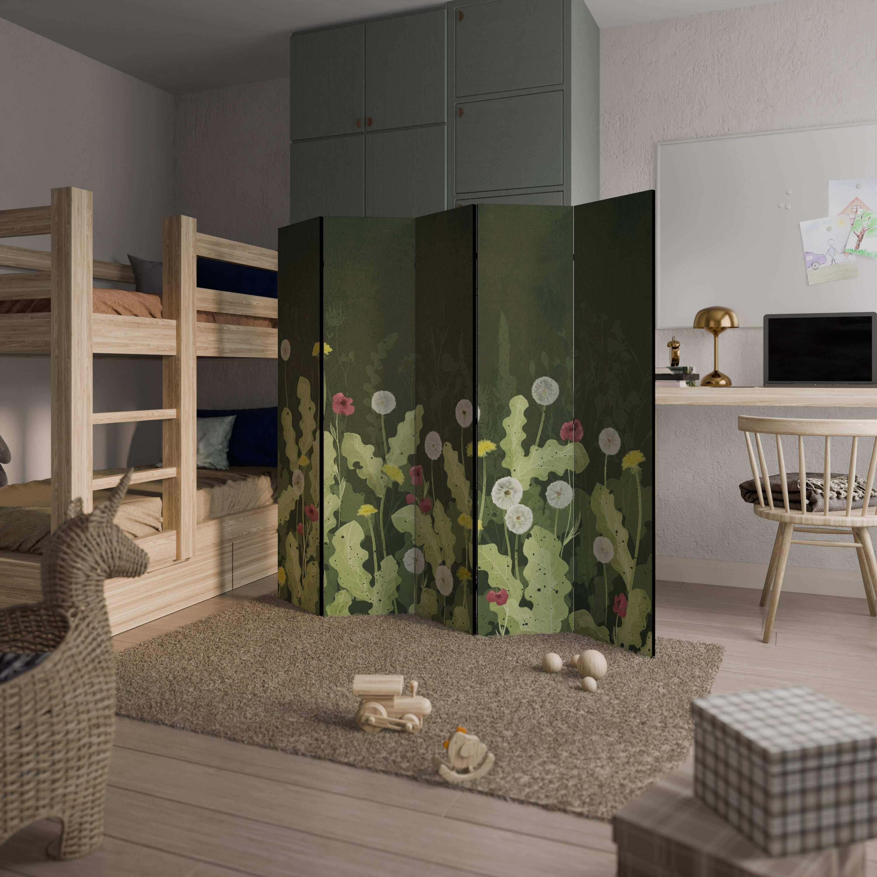 DANDELION AMUSE Biombo Decorativo de 5 Painéis