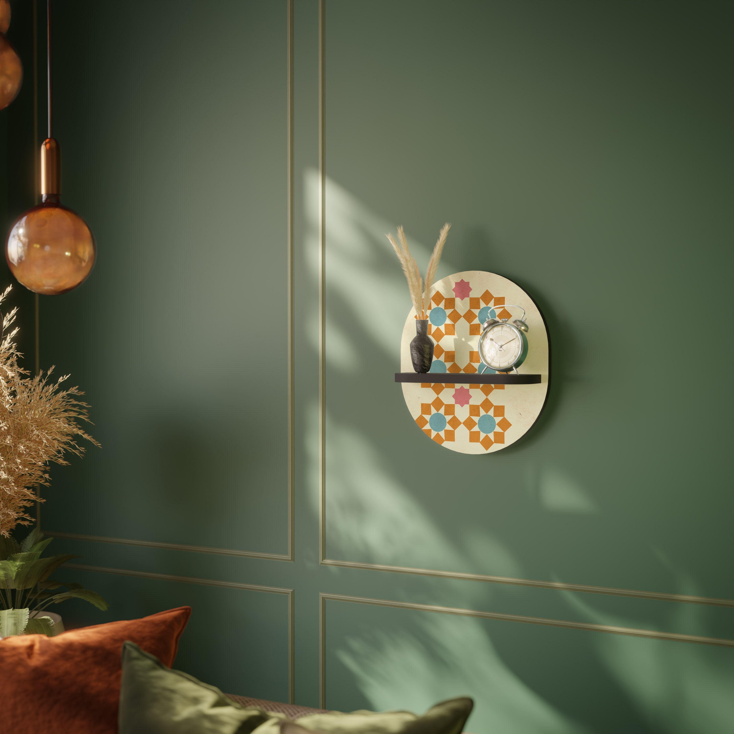 FLORAL DECOR Prateleira Oval Decorativa em Acabamento Preto