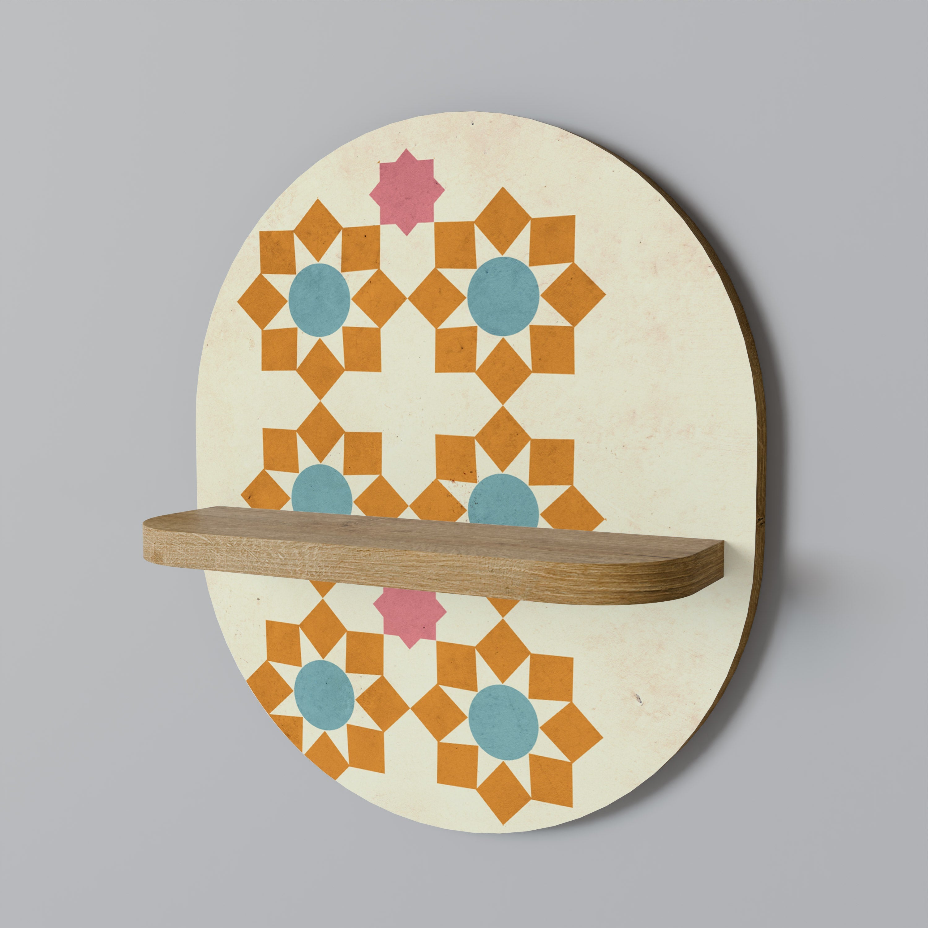 FLORAL DECOR Prateleira Oval Decorativa em Efeito Carvalho