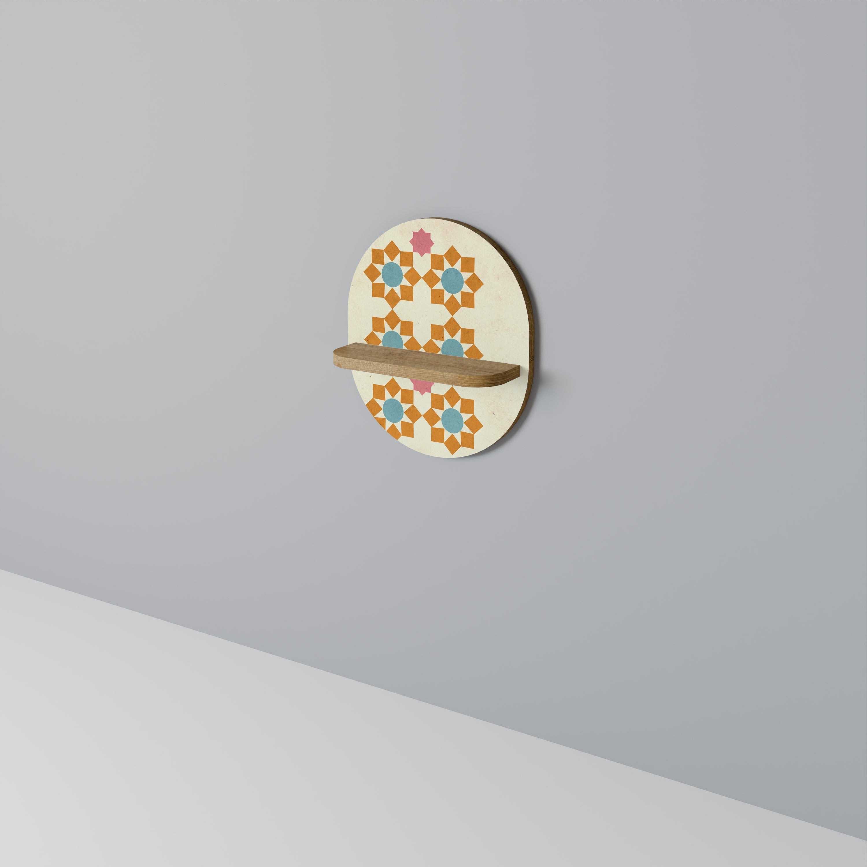 FLORAL DECOR Prateleira Oval Decorativa em Efeito Carvalho