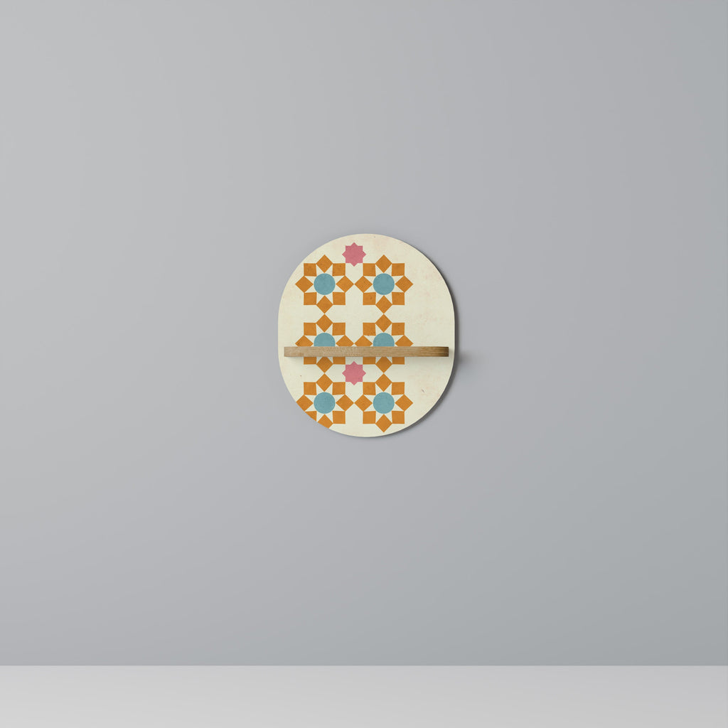 FLORAL DECOR Oval Art Shelf In Oak Effect