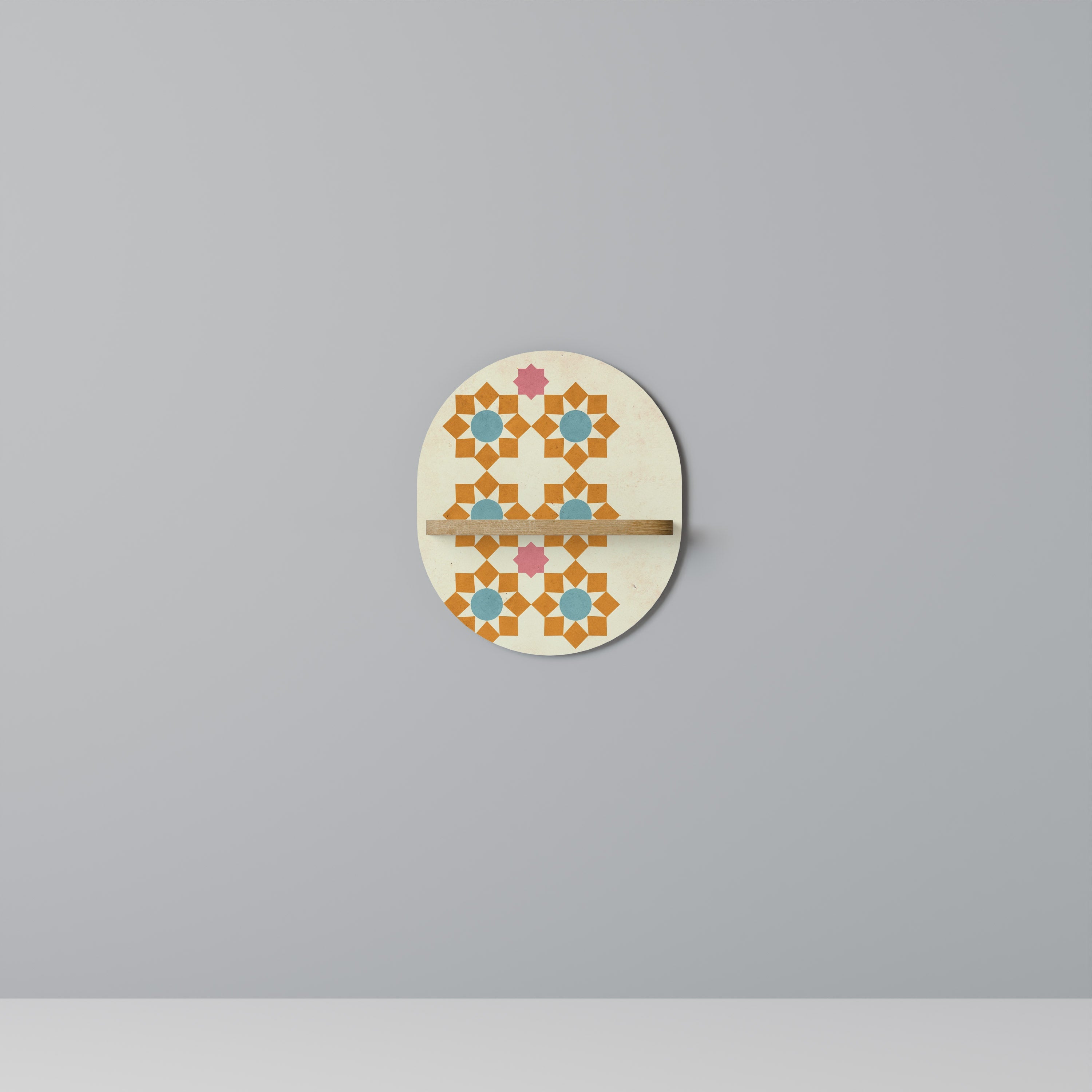 FLORAL DECOR Prateleira Oval Decorativa em Efeito Carvalho