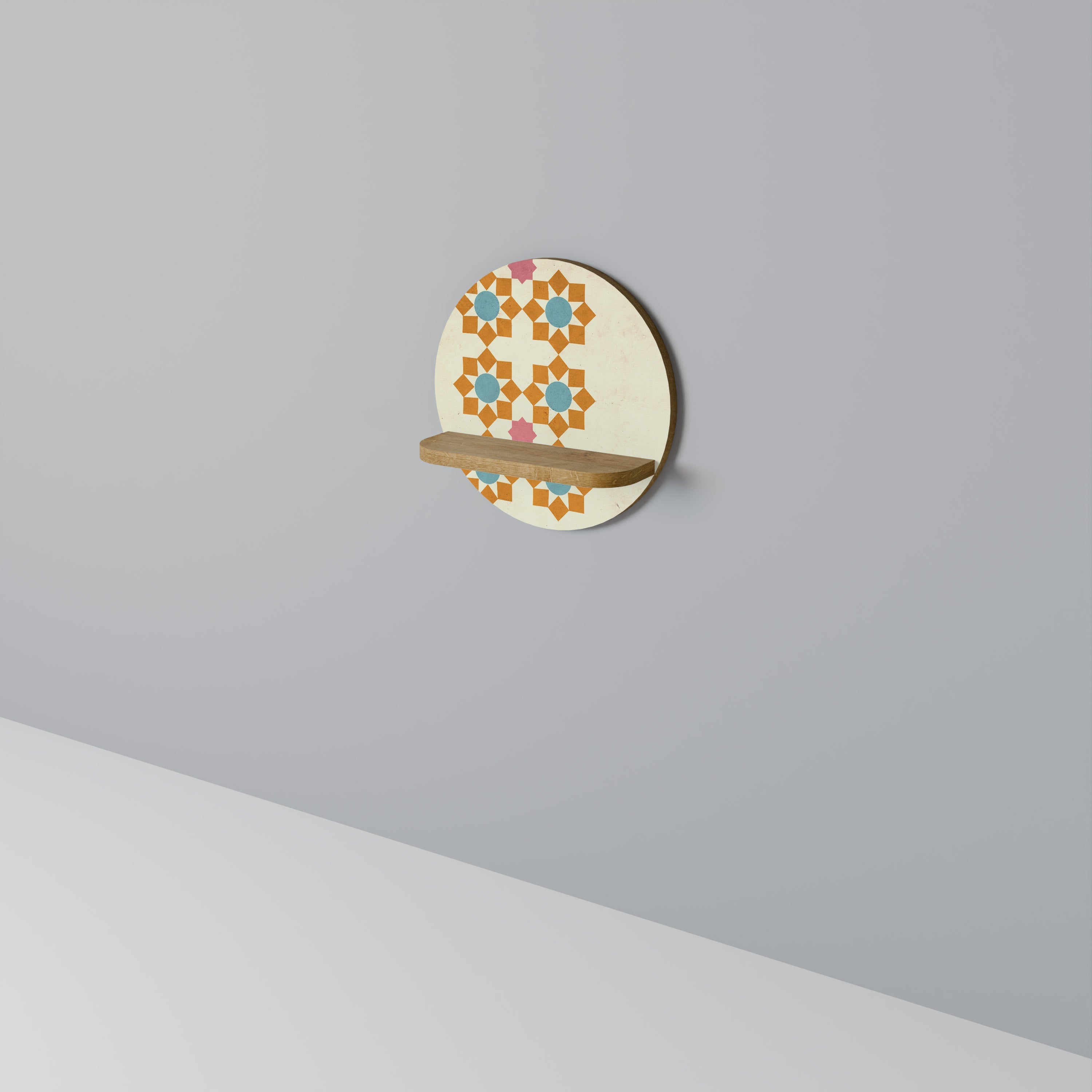 FLORAL DECOR Prateleira Redonda Decorativa em Efeito Carvalho