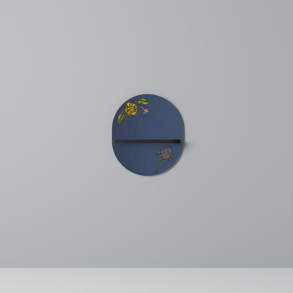 MIDNIGHT FLORA Oval Art Shelf In Black Finish