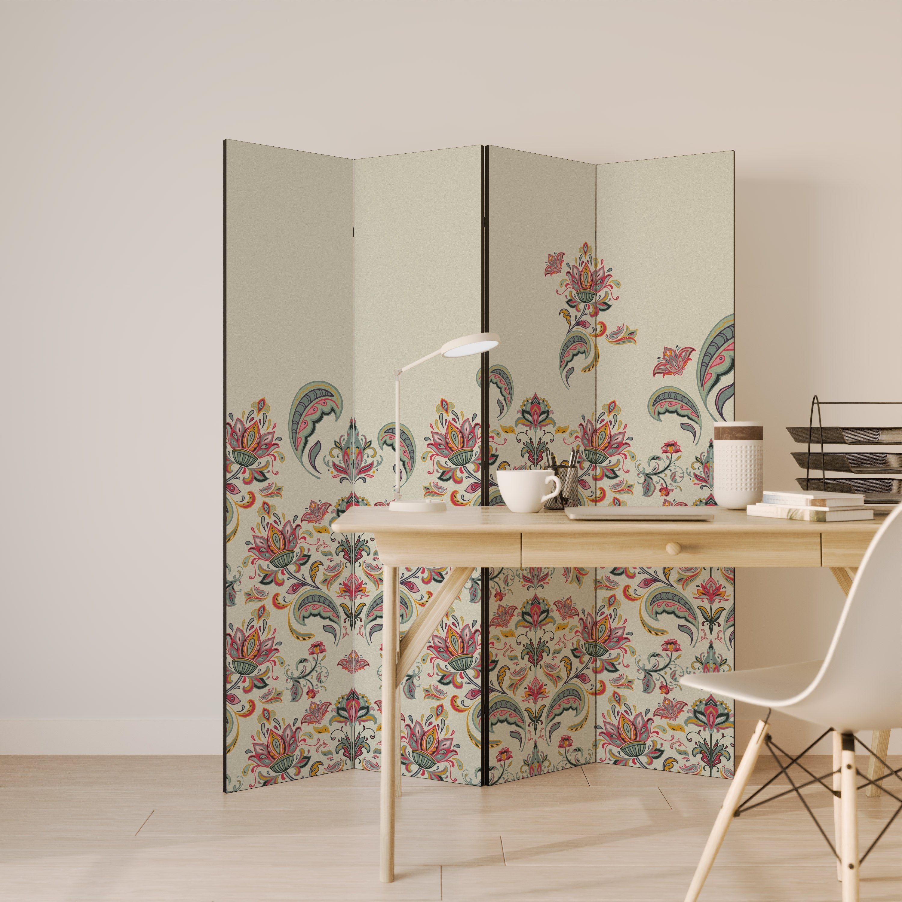 ORGANIC FOLKLORE Biombo Decorativo de 4 Painéis