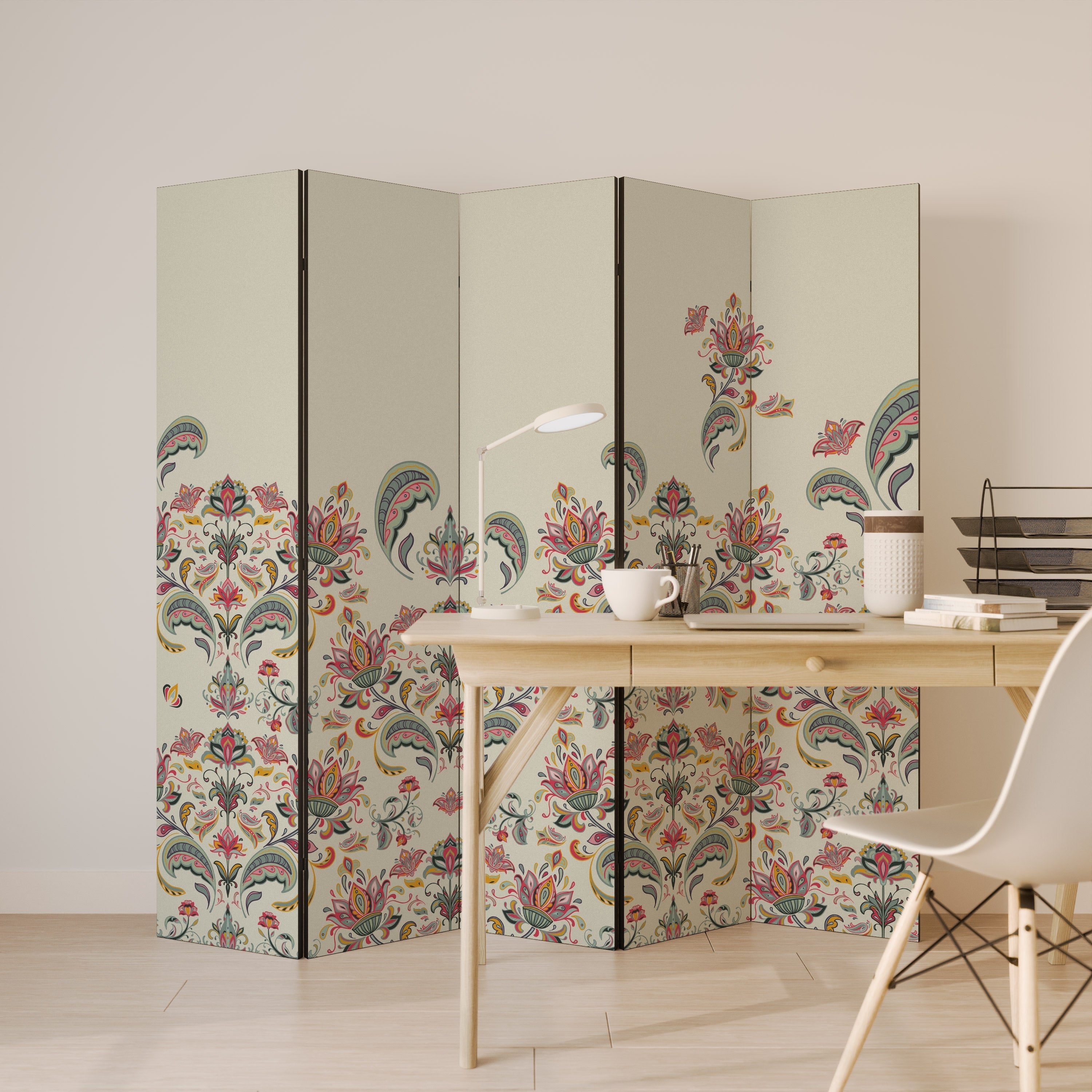 ORGANIC FOLKLORE Biombo Decorativo de 5 Painéis