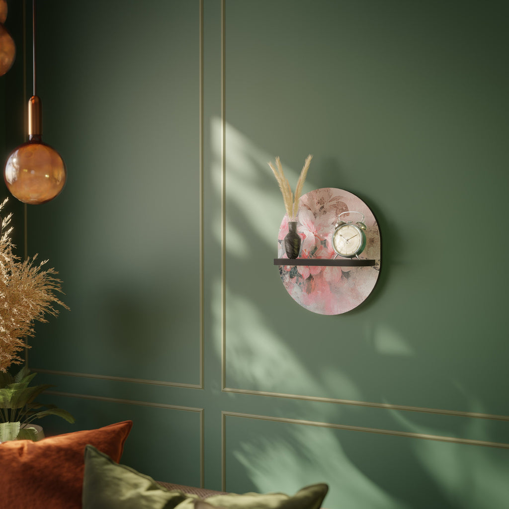 CHERRY BLOSSOM Prateleira Oval Decorativa em Acabamento Preto