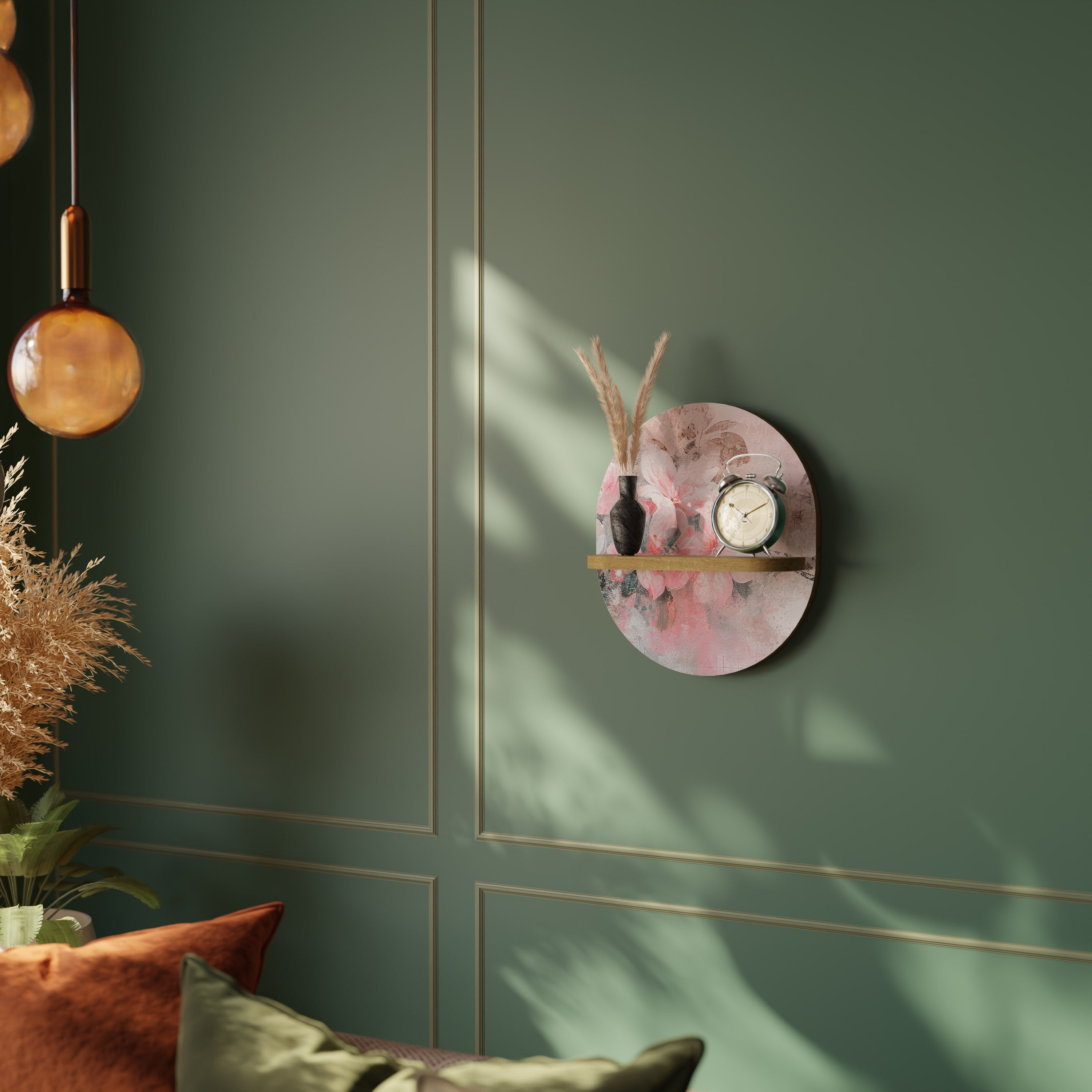 CHERRY BLOSSOM Prateleira Oval Decorativa em Efeito Carvalho