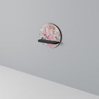 CHERRY BLOSSOM Round Art Shelf In Black Finish
