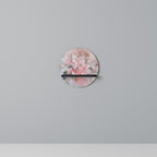 CHERRY BLOSSOM Round Art Shelf In Black Finish