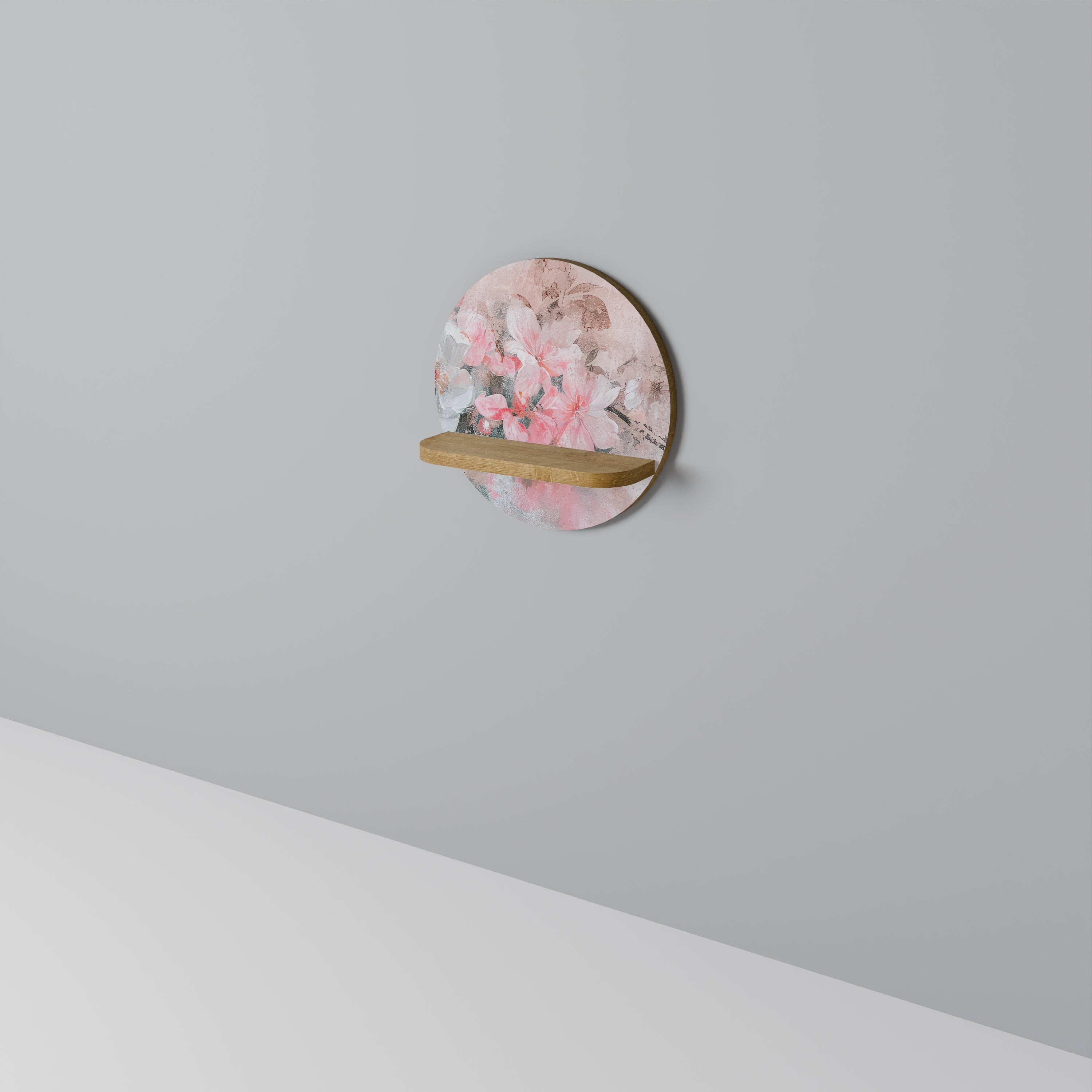 CHERRY BLOSSOM Prateleira Redonda Decorativa em Efeito Carvalho