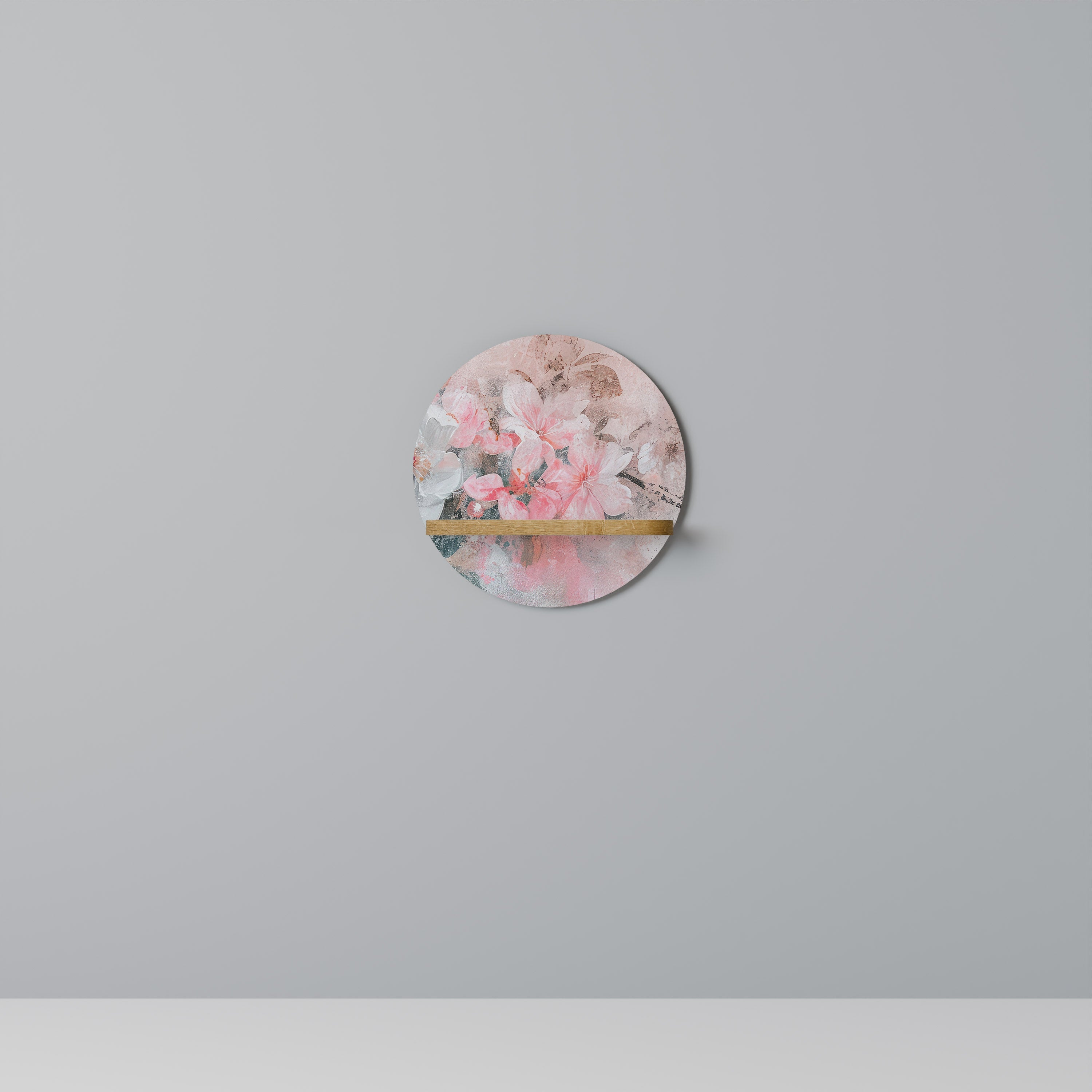CHERRY BLOSSOM Prateleira Redonda Decorativa em Efeito Carvalho