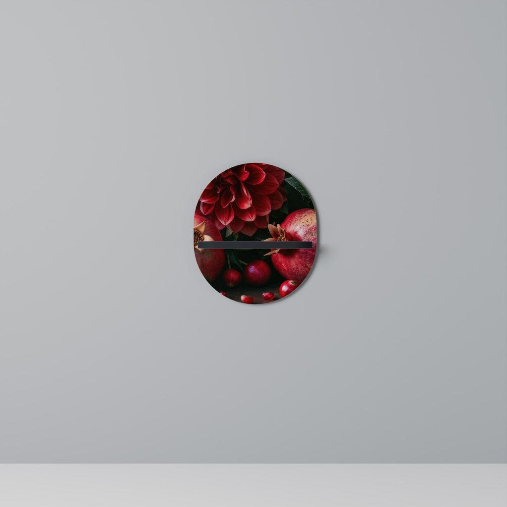 DAHLIAS AND POMEGRANATES Prateleira Oval Decorativa em Acabamento Preto