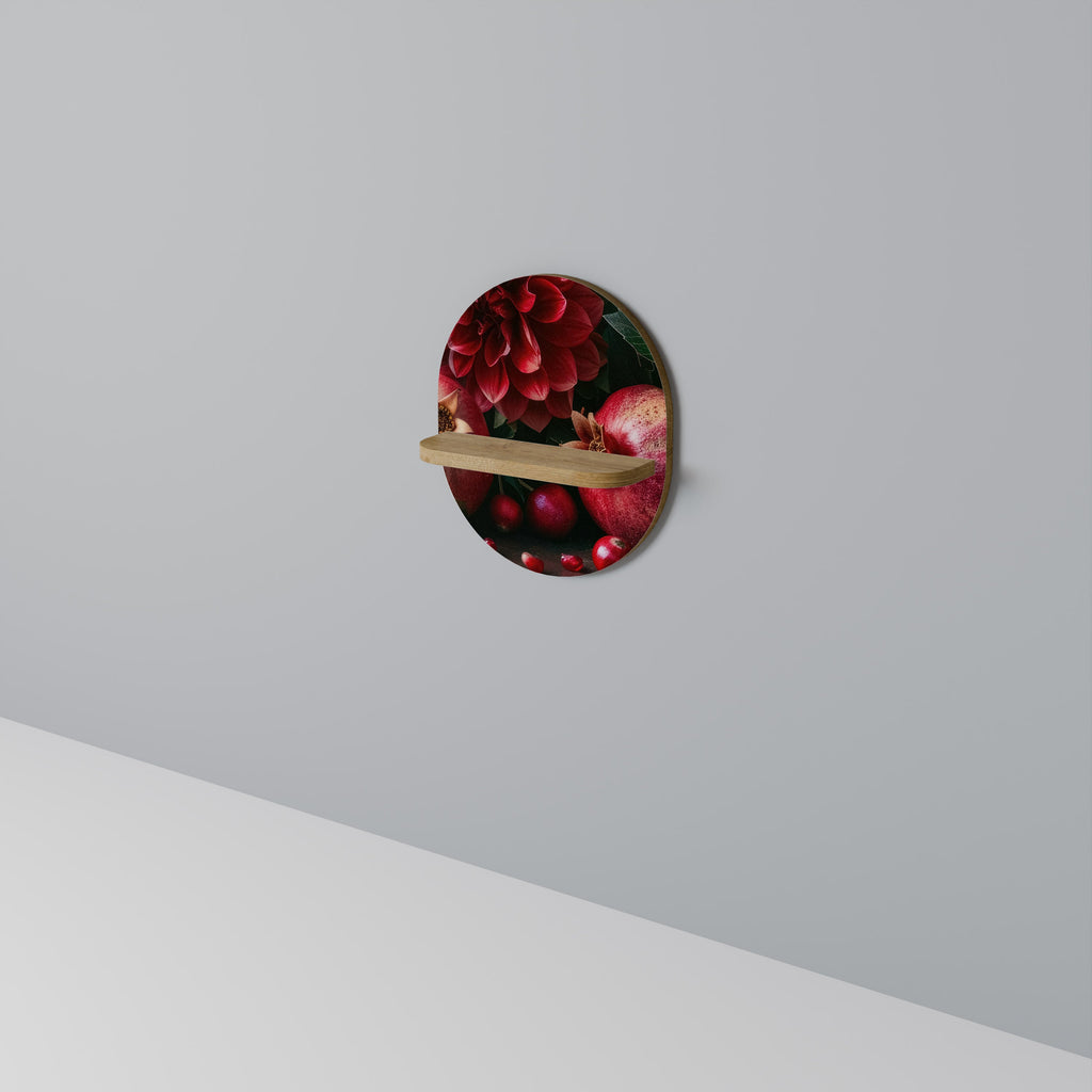 DAHLIAS AND POMEGRANATES Prateleira Oval Decorativa em Efeito Carvalho