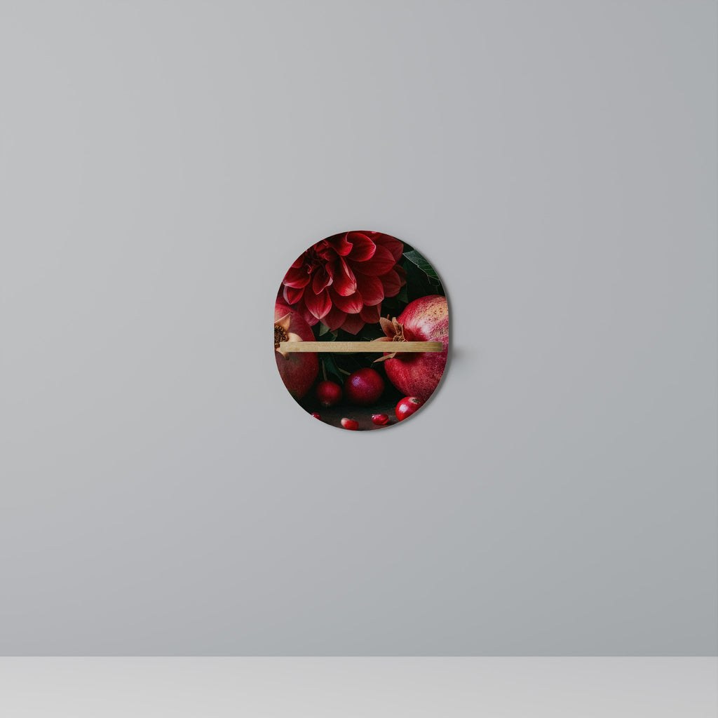 DAHLIAS AND POMEGRANATES Prateleira Oval Decorativa em Efeito Carvalho