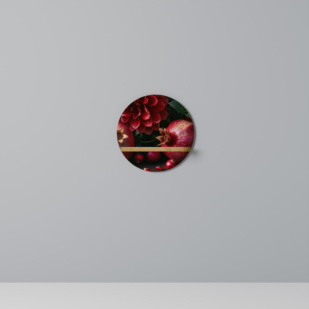 DAHLIAS AND POMEGRANATES Prateleira Redonda Decorativa em Efeito Carvalho