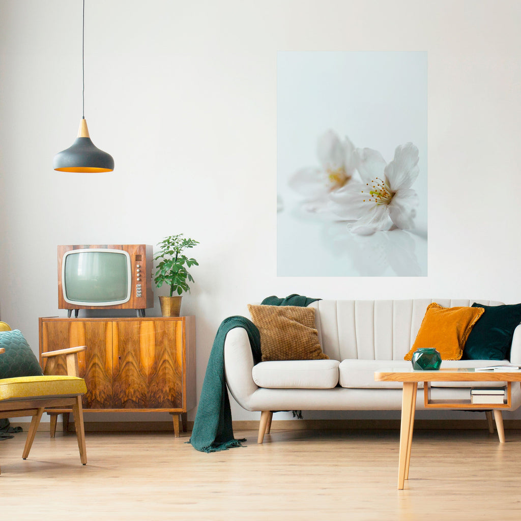 FLEETING WHITE PETALS Poster Vertical Autocolante