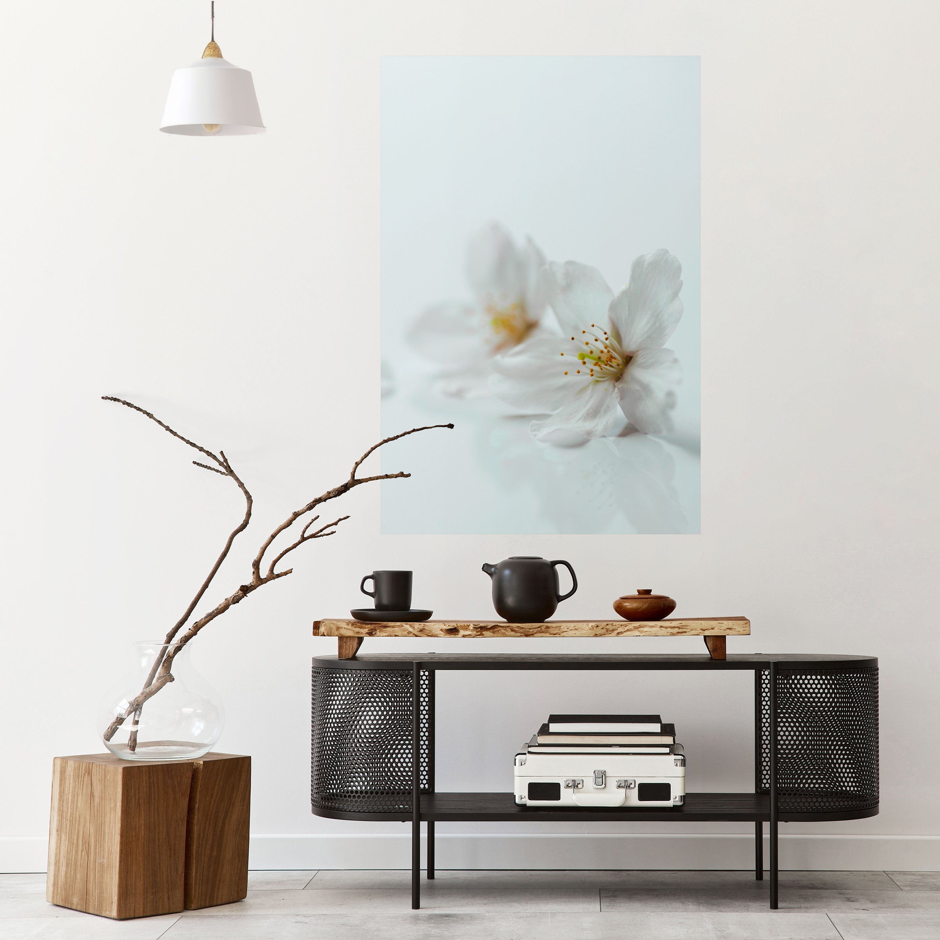 FLEETING WHITE PETALS Poster Vertical Autocolante