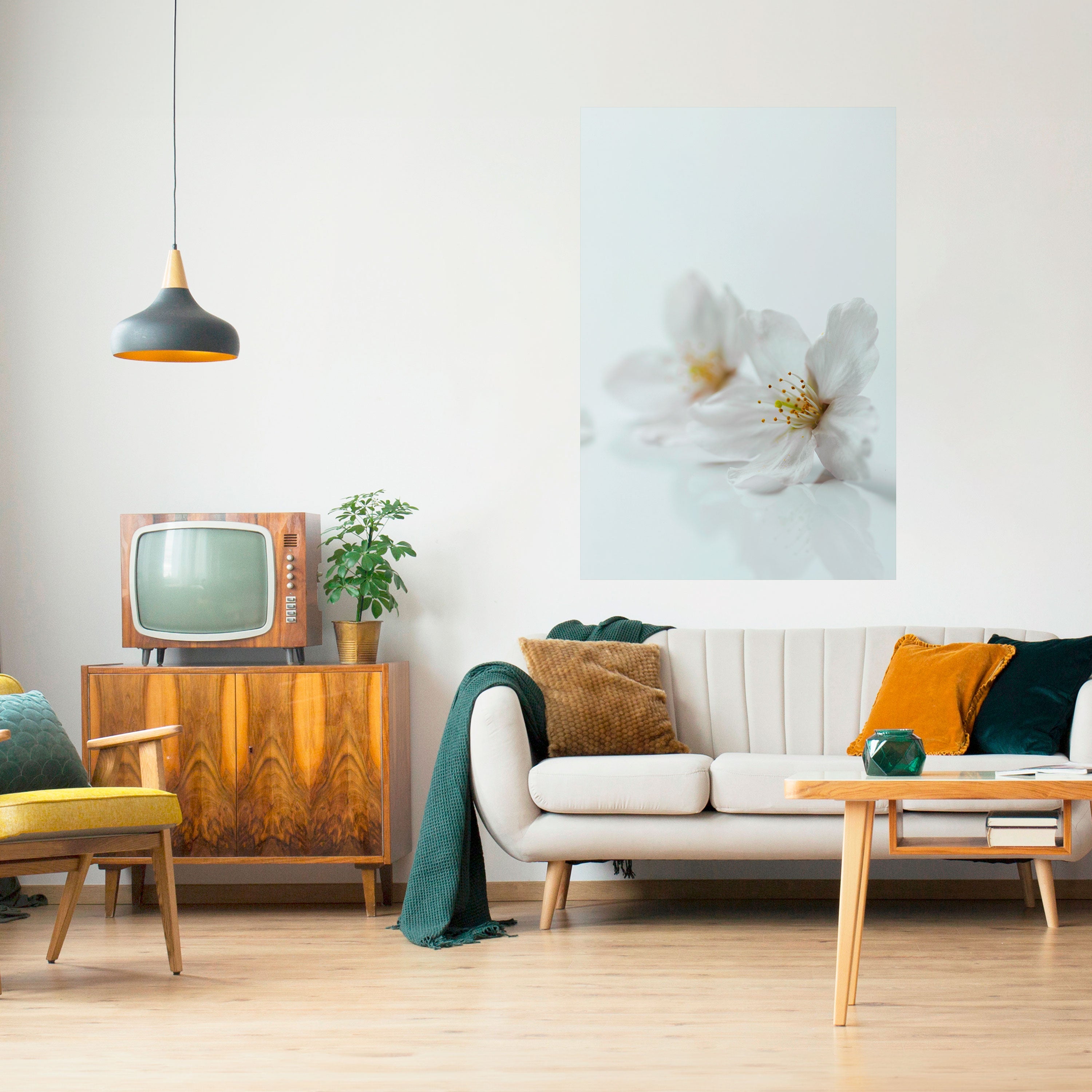 FLEETING WHITE PETALS Poster Vertical Autocolante