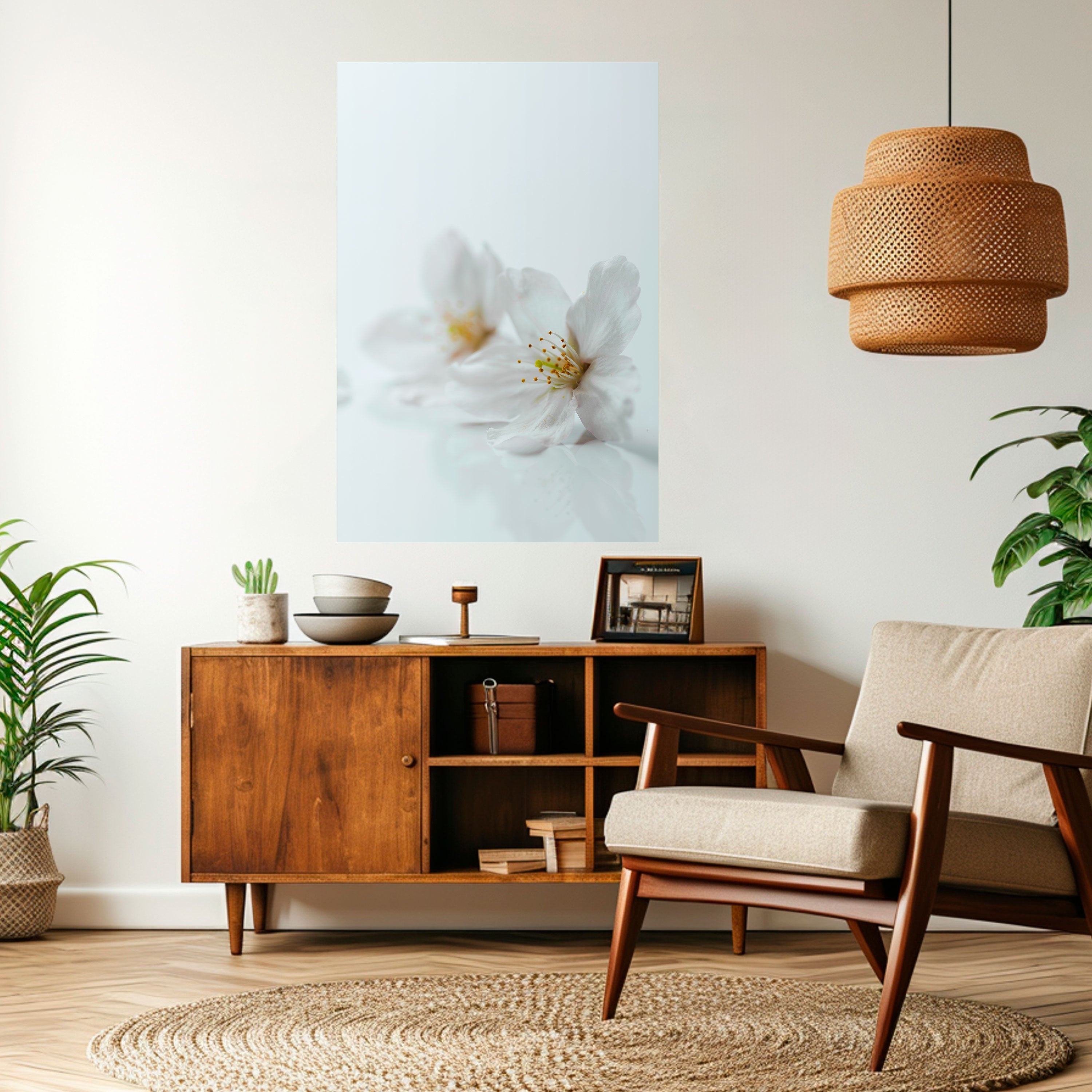 FLEETING WHITE PETALS Poster Vertical Autocolante