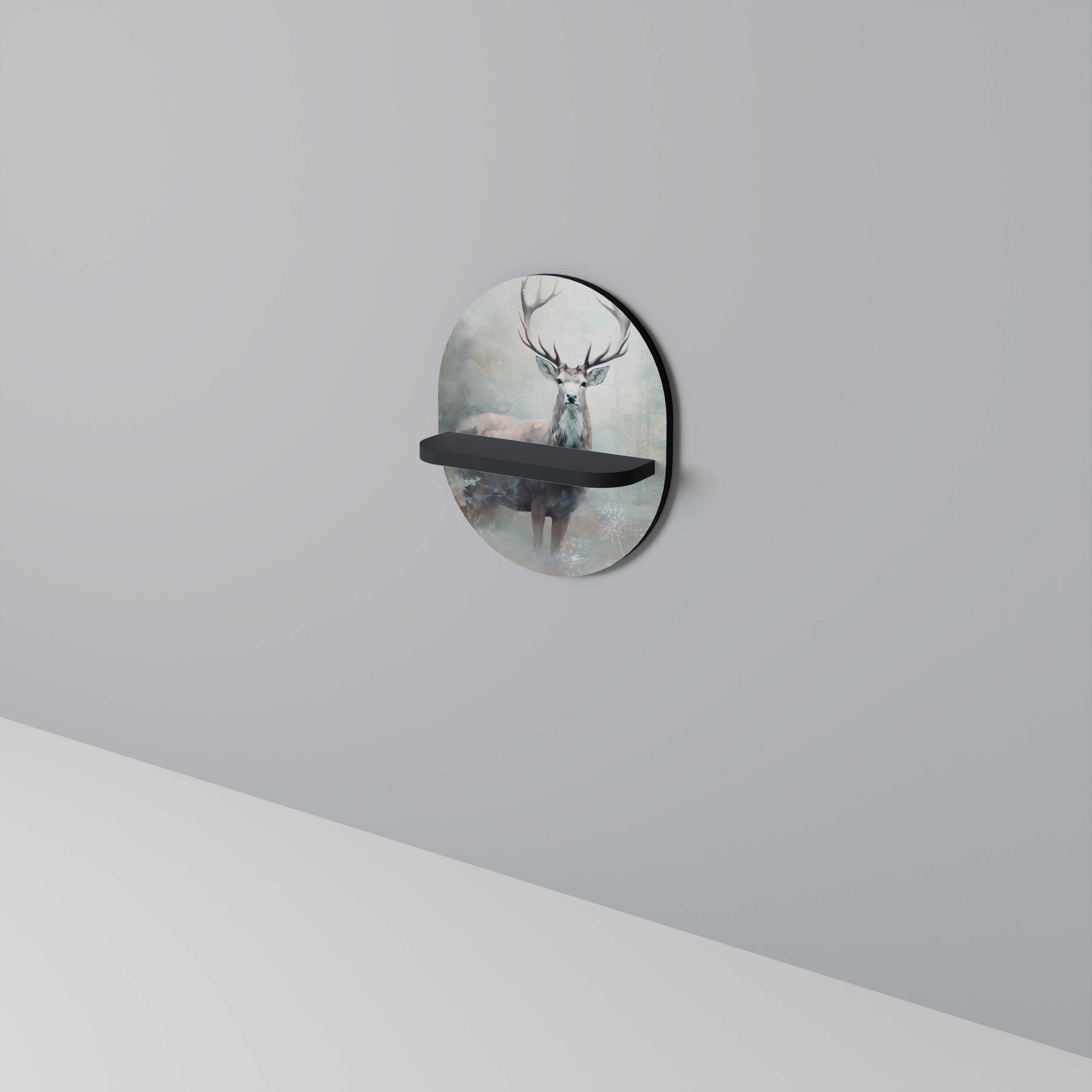 FOREST KING Prateleira Oval Decorativa em Acabamento Preto