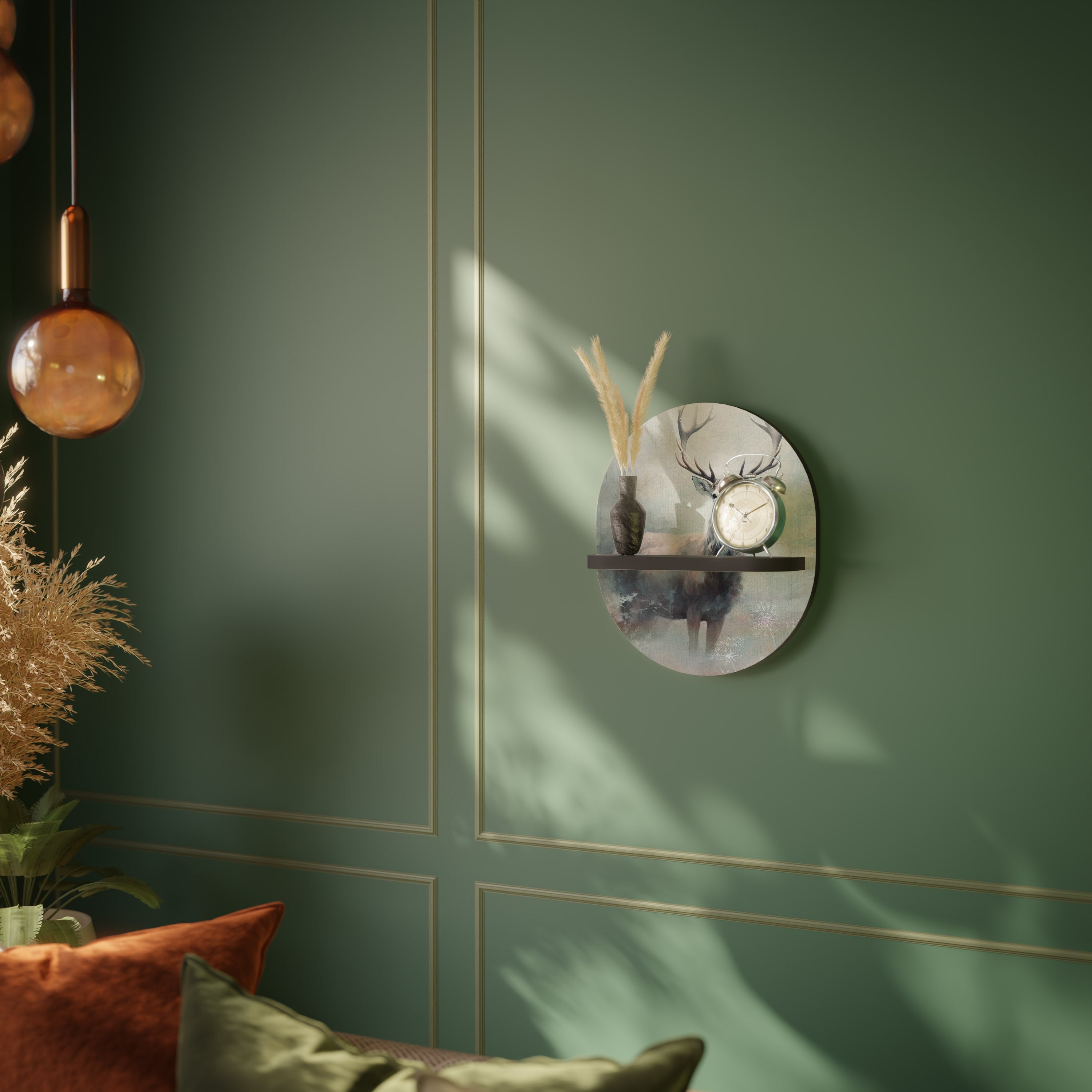 FOREST KING Prateleira Oval Decorativa em Acabamento Preto