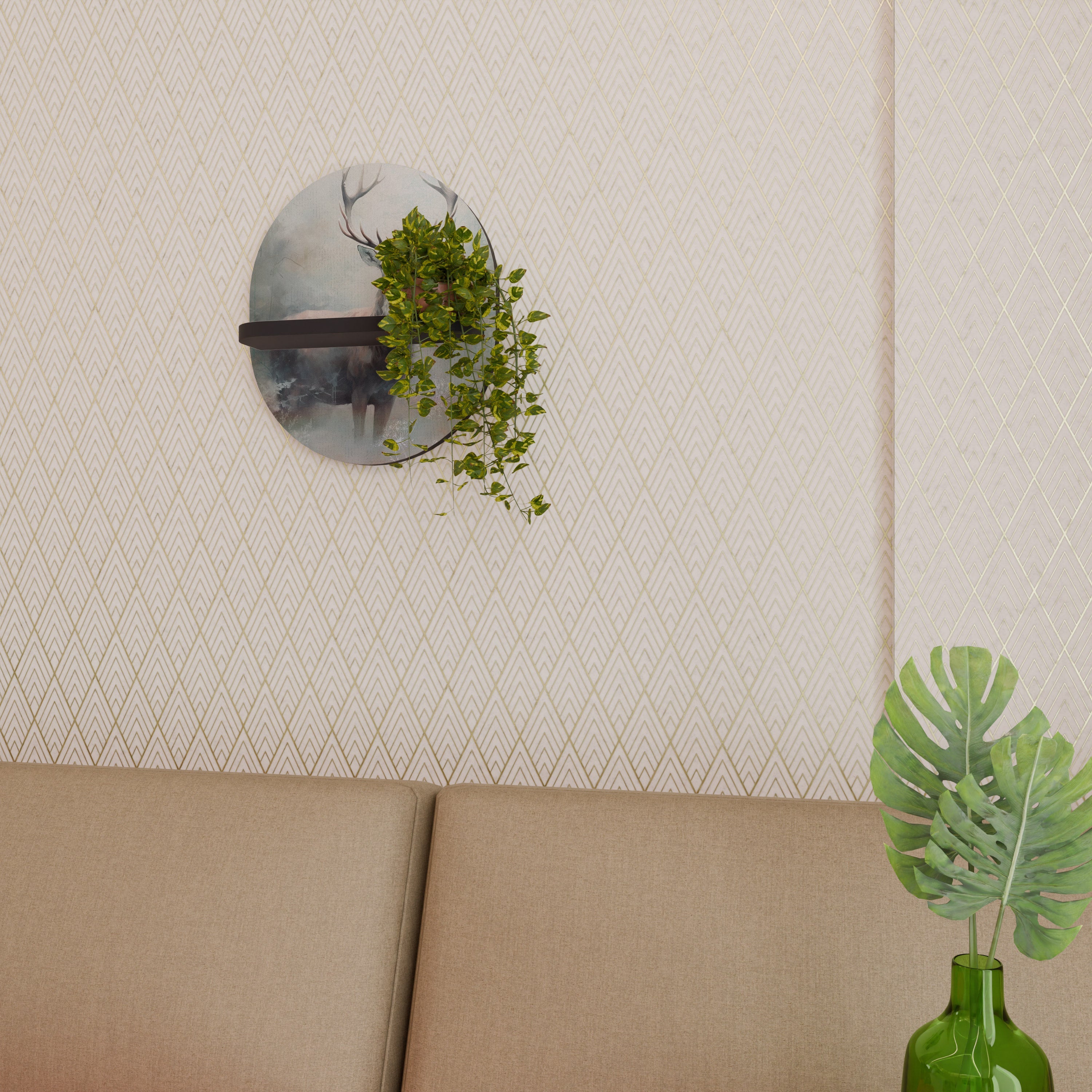 FOREST KING Prateleira Oval Decorativa em Acabamento Preto