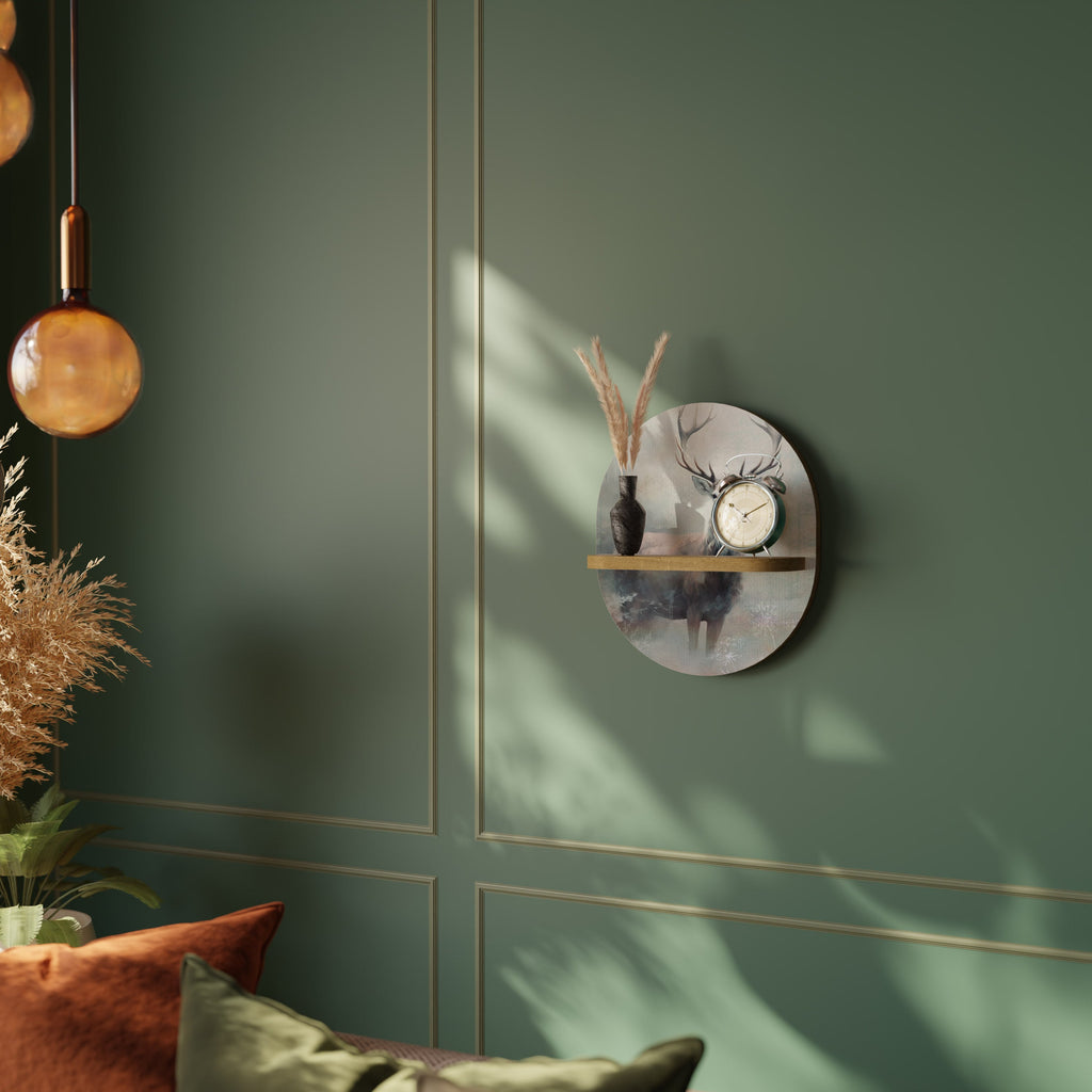 FOREST KING Prateleira Oval Decorativa em Efeito Carvalho