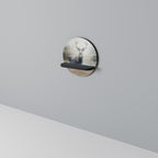 FOREST KING Round Art Shelf In Black Finish