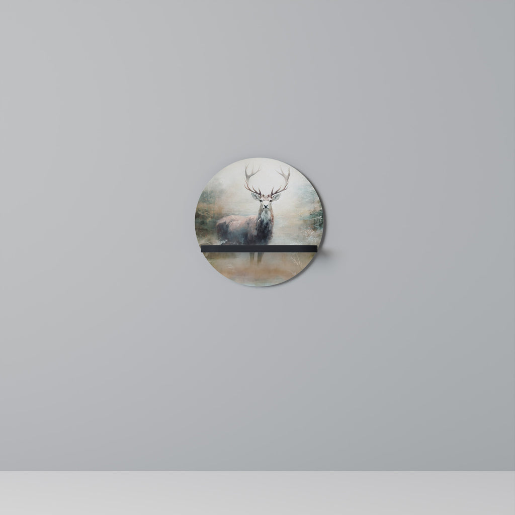 FOREST KING Round Art Shelf In Black Finish