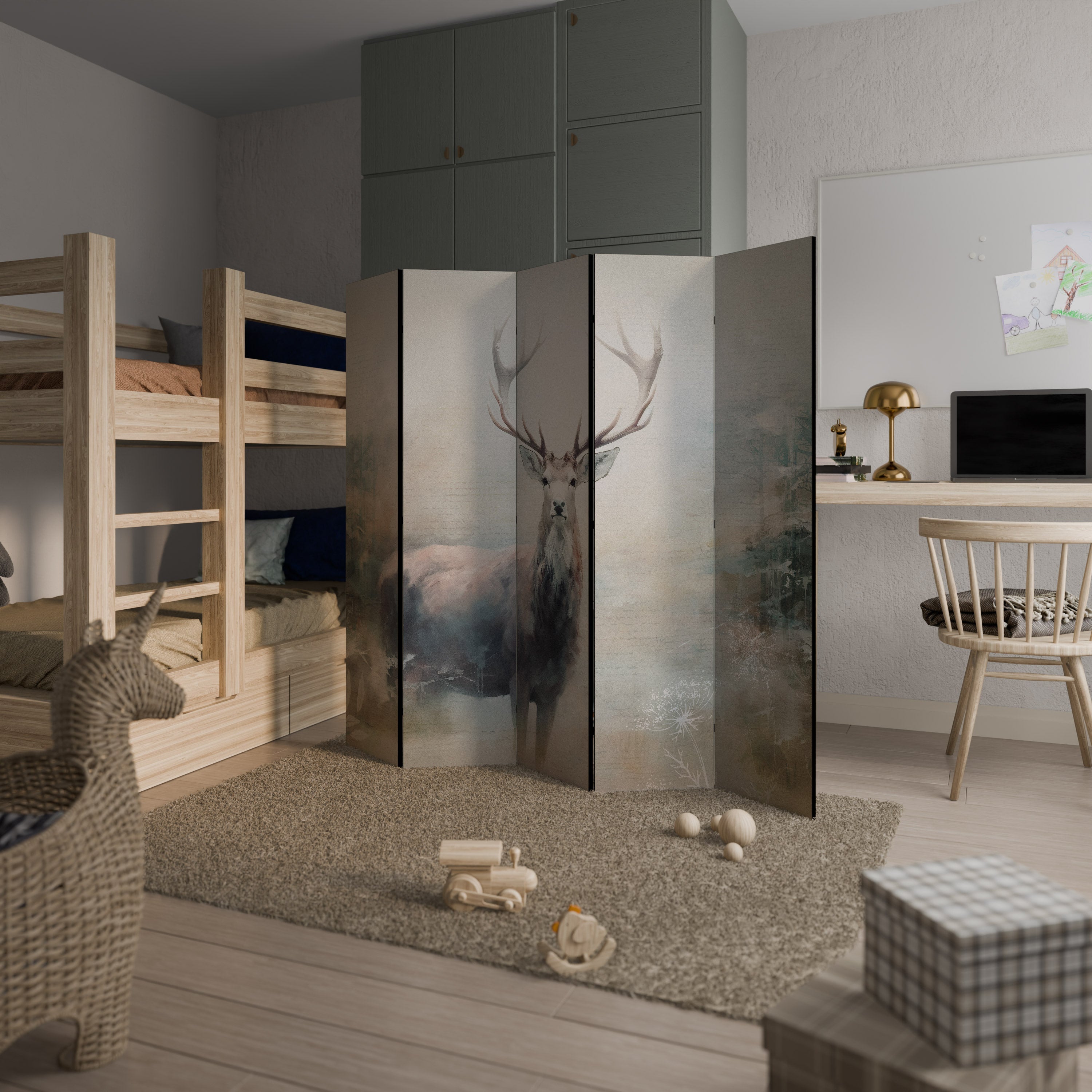 FOREST KING Biombo Decorativo de 5 Painéis