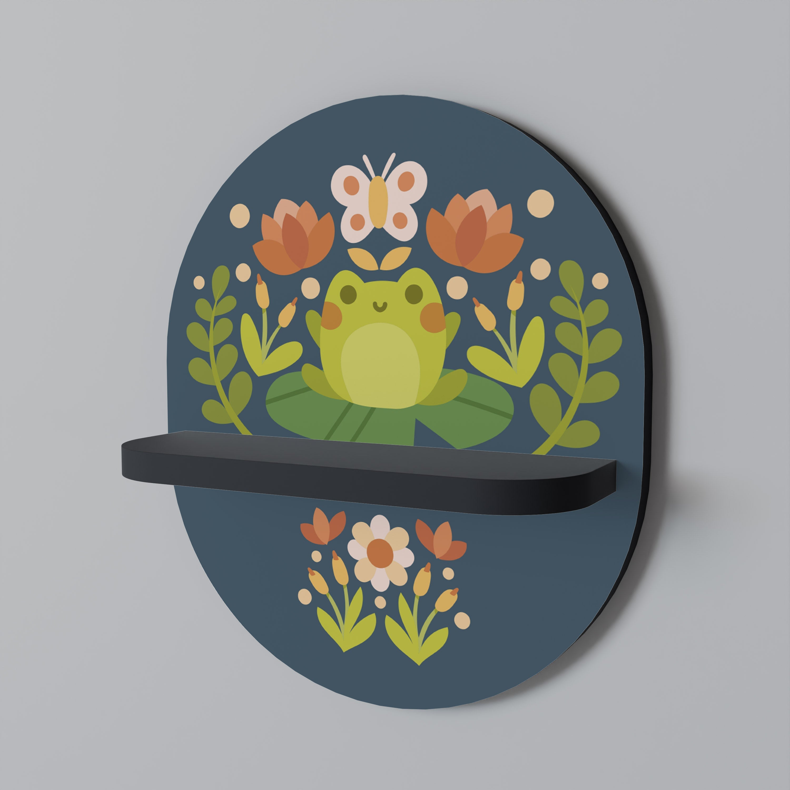 MEADOW IDYLL Prateleira Oval Decorativa em Acabamento Preto