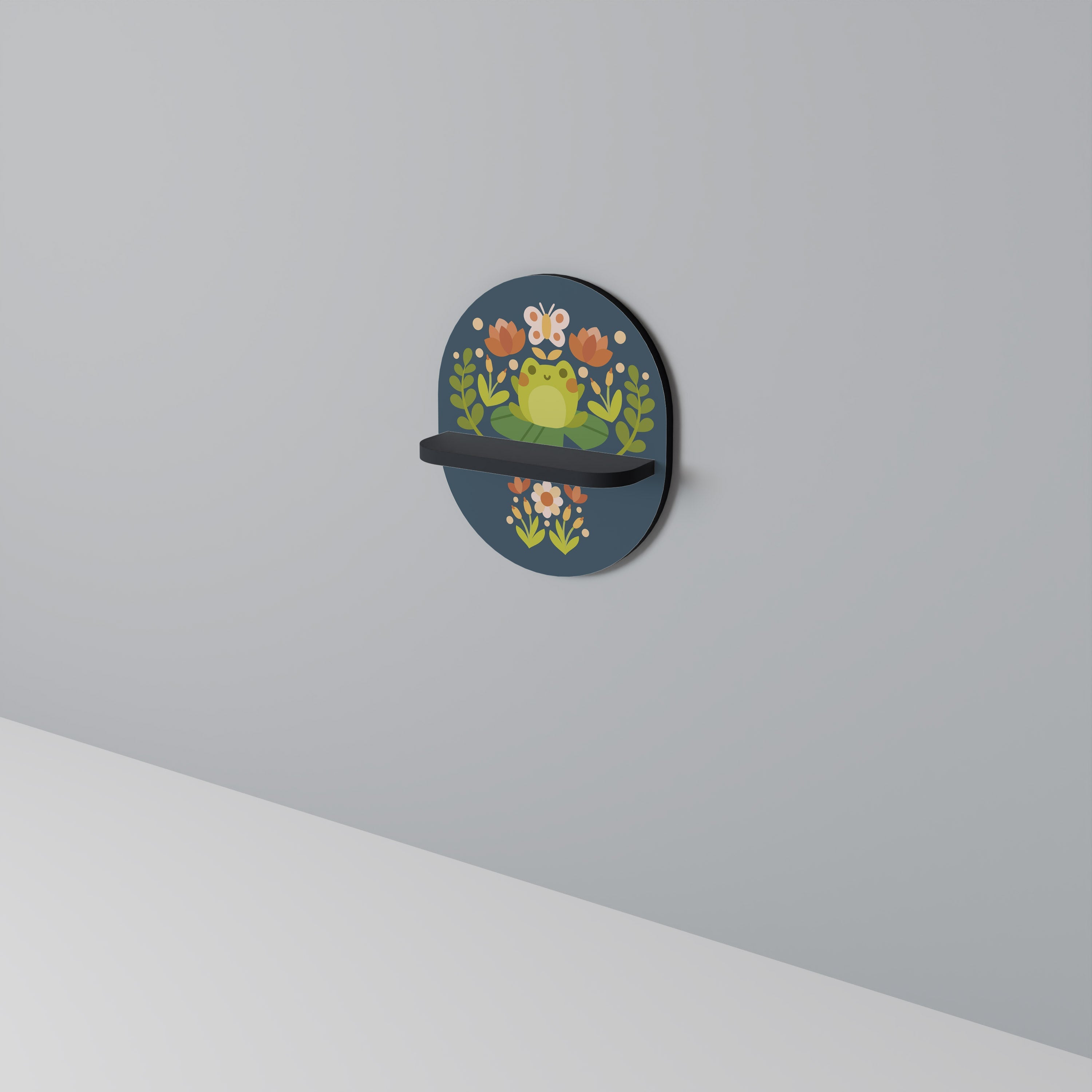 MEADOW IDYLL Prateleira Oval Decorativa em Acabamento Preto