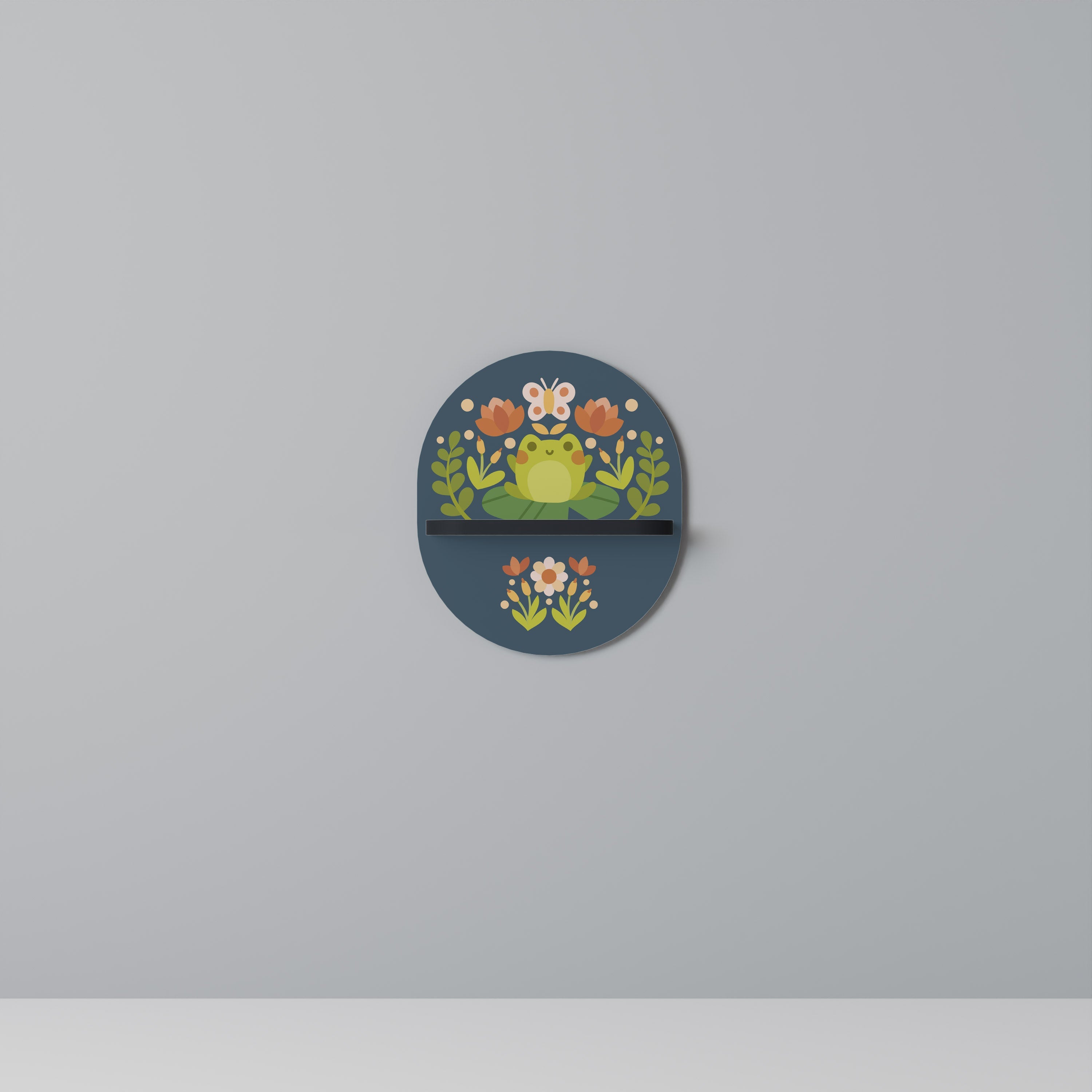 MEADOW IDYLL Prateleira Oval Decorativa em Acabamento Preto