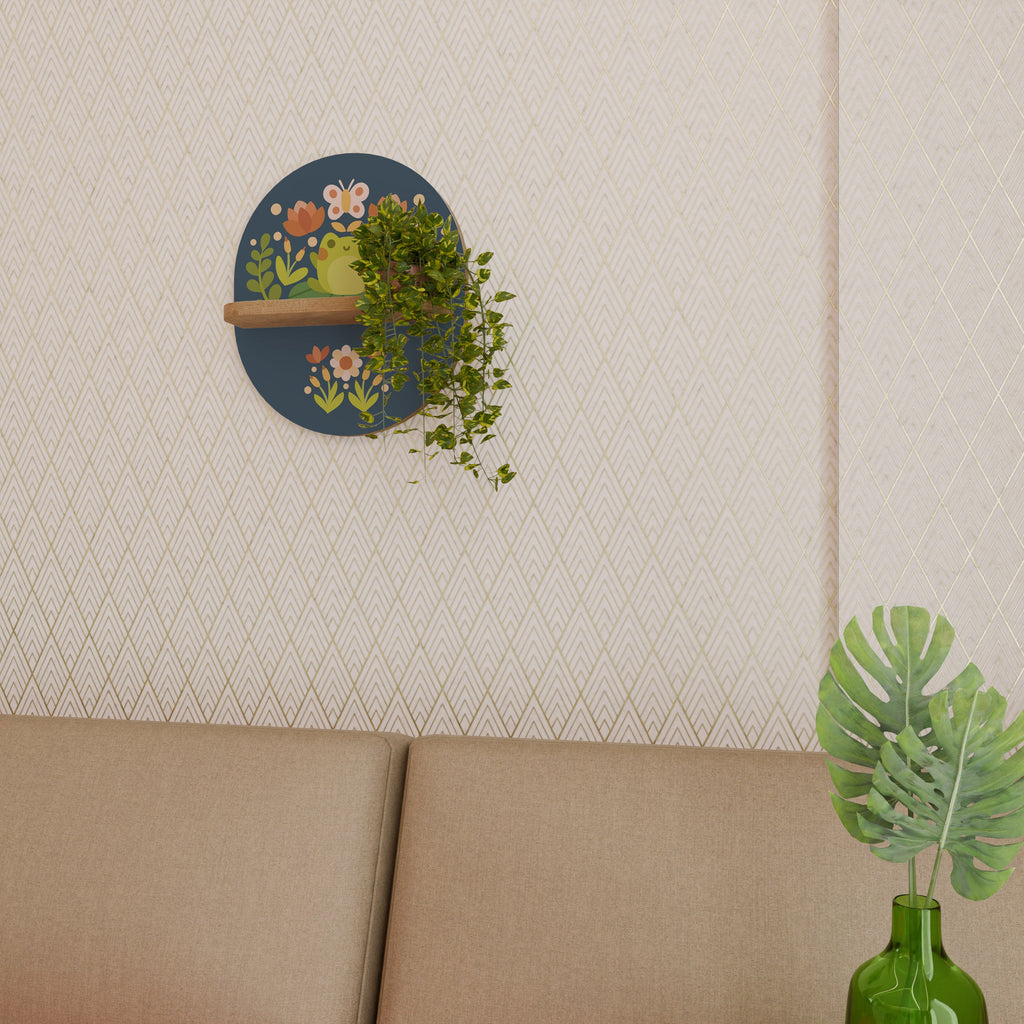 MEADOW IDYLL Prateleira Oval Decorativa em Efeito Carvalho