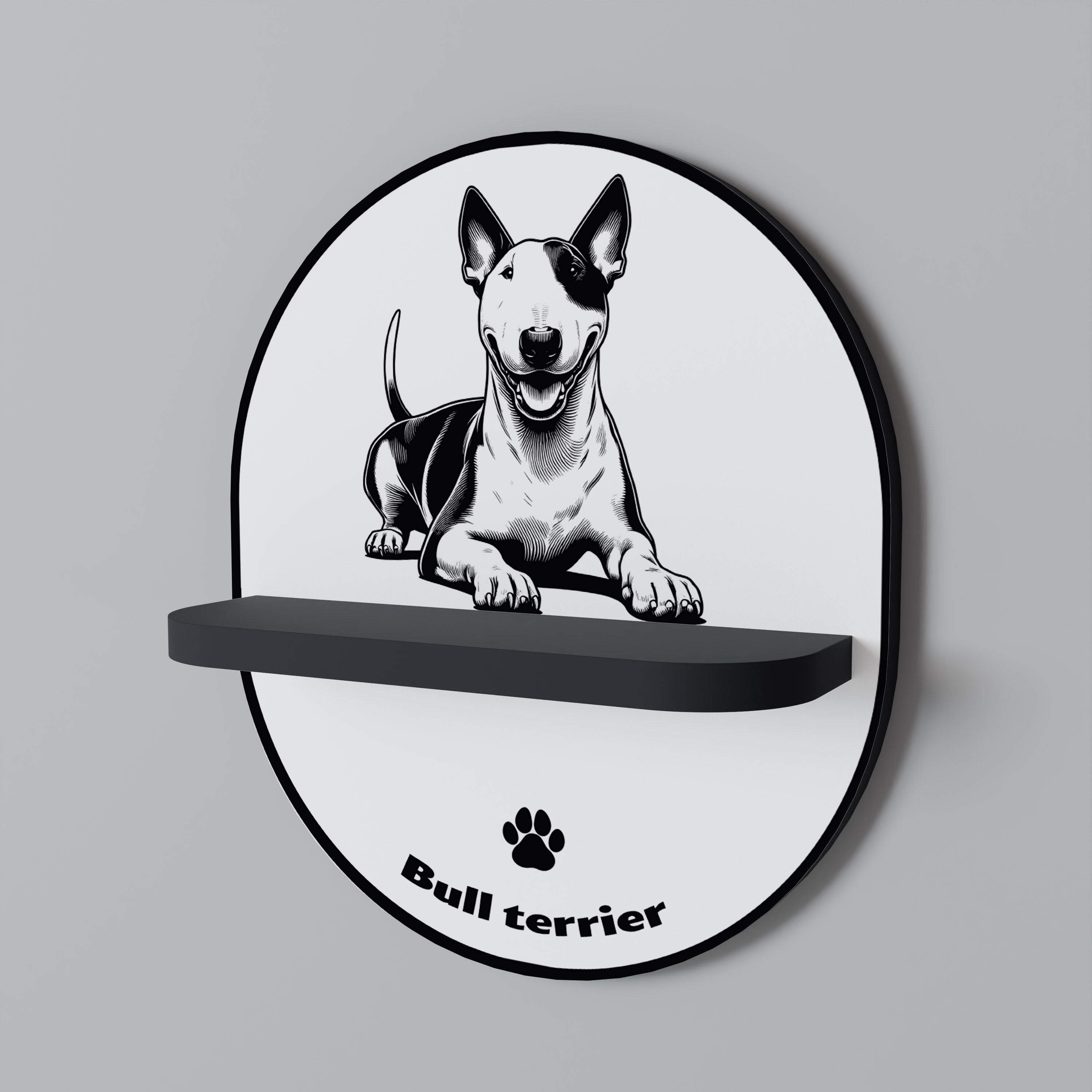 BULL TERRIER Prateleira Oval Decorativa em Acabamento Preto